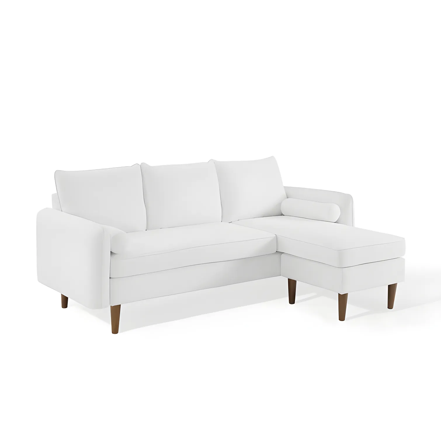 Revive 55'' White Polyester Sectional Sofa with Removable Cushions