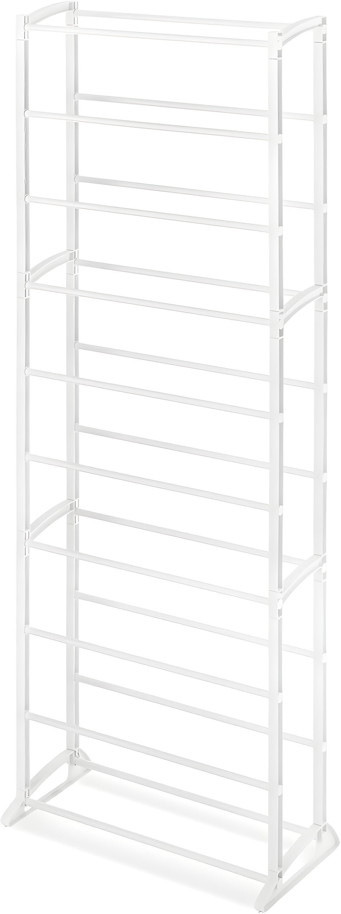 White 10-Tier Stackable Metal and Plastic Shoe Rack