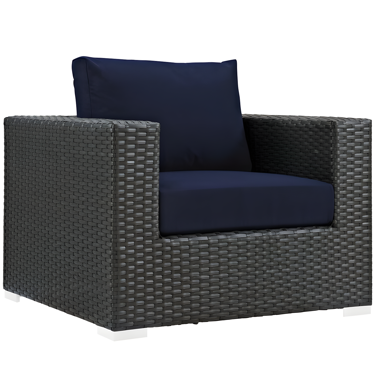 Navy Sunbrella Wicker Rattan Outdoor Patio Armchair