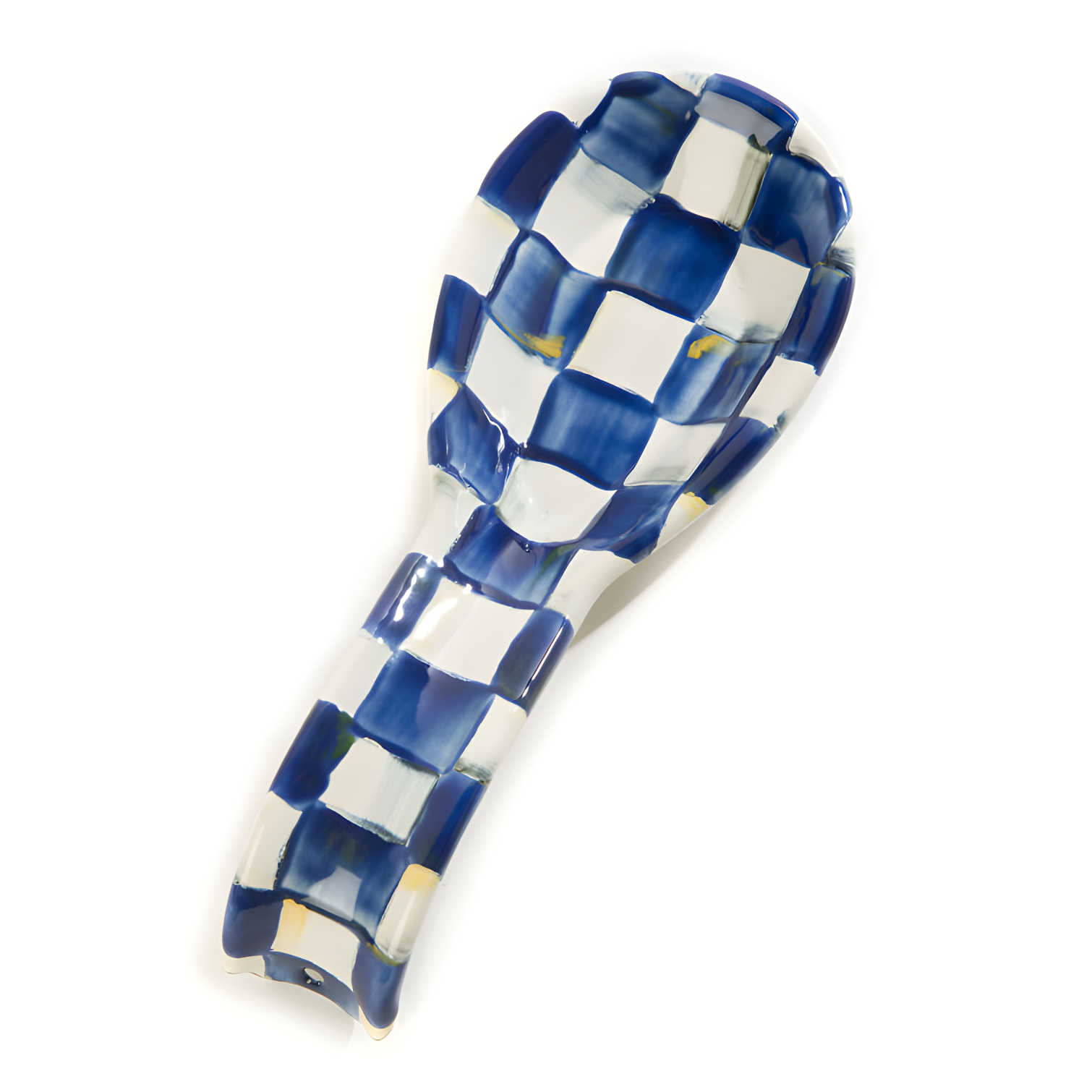 Blue and White Checkered Enameled Spoon Rest