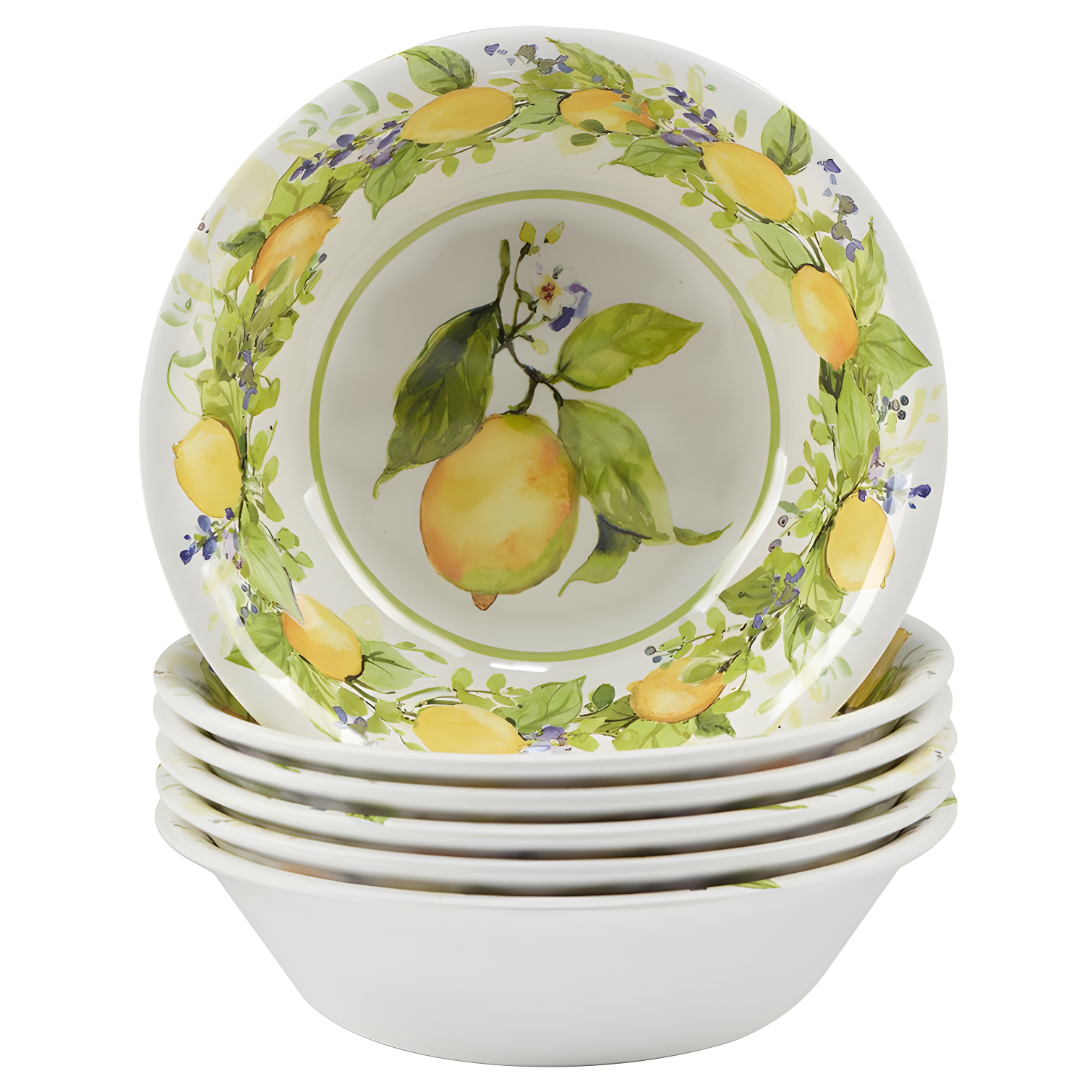 Certified International Lemon Zest Melamine All Purpose Bowls, Set of 6