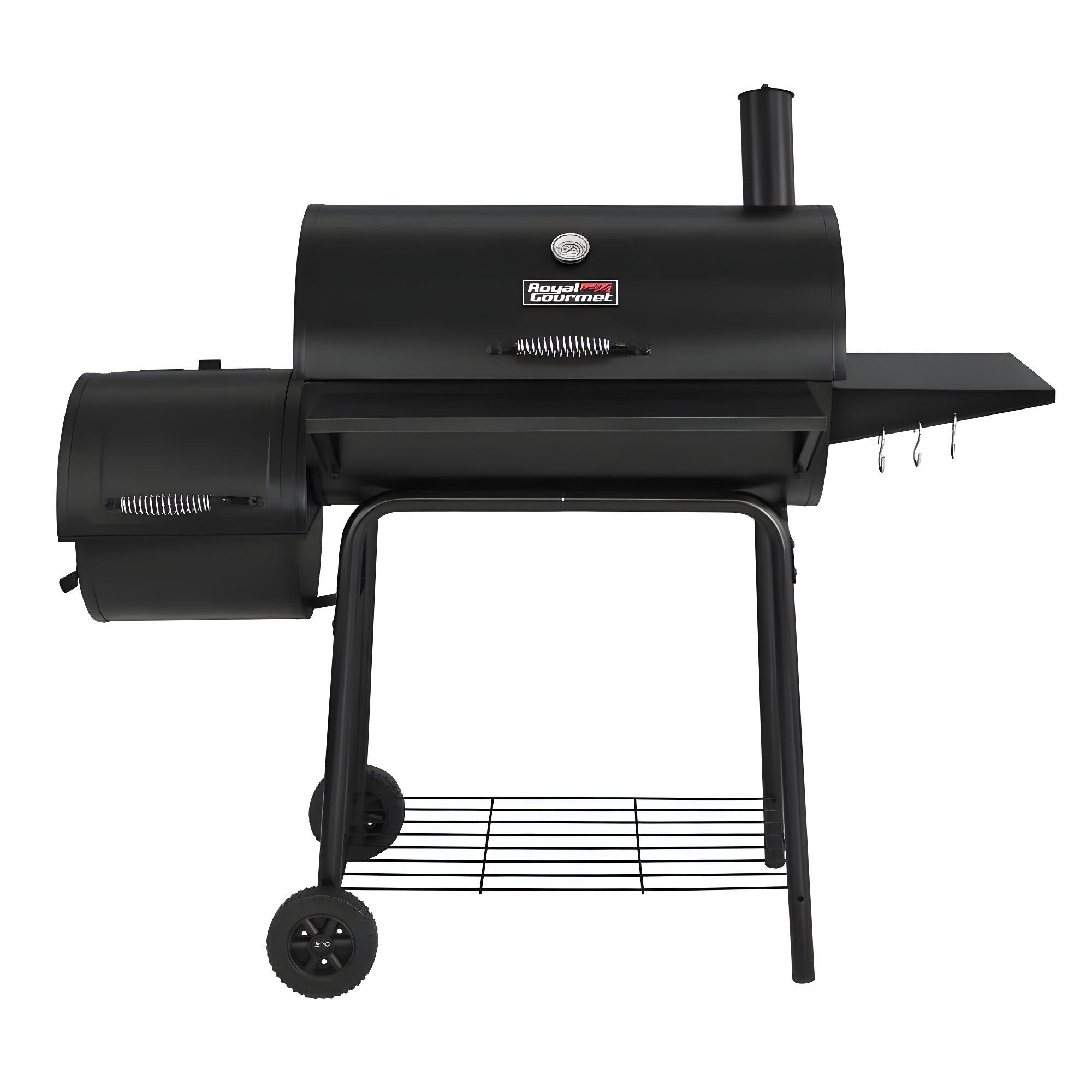 Royal Gourmet Black 48" Charcoal Grill with Offset Smoker