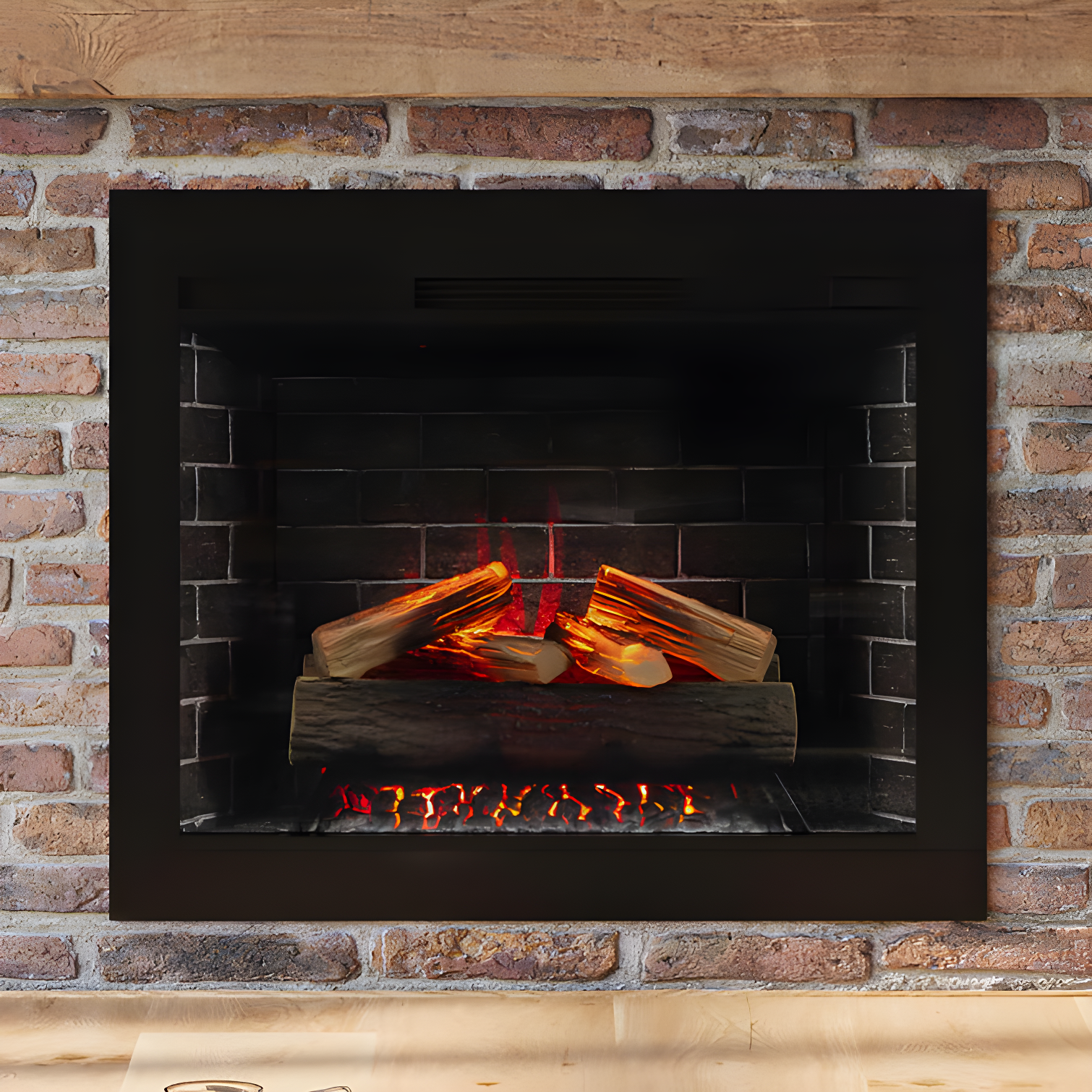 Modern Black Electric Fireplace Insert with Trim Kit