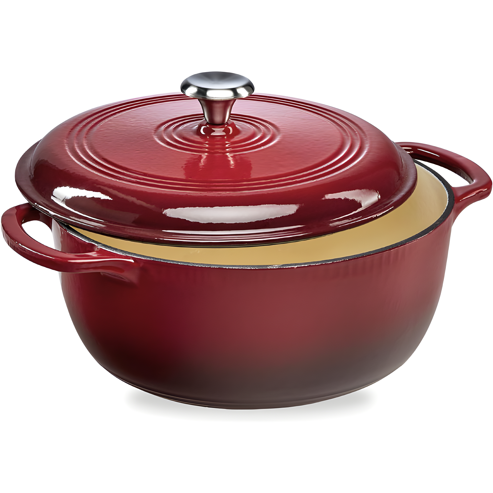 Enameled Red Cast Iron 6 Quart Dutch Oven with Dual Handles