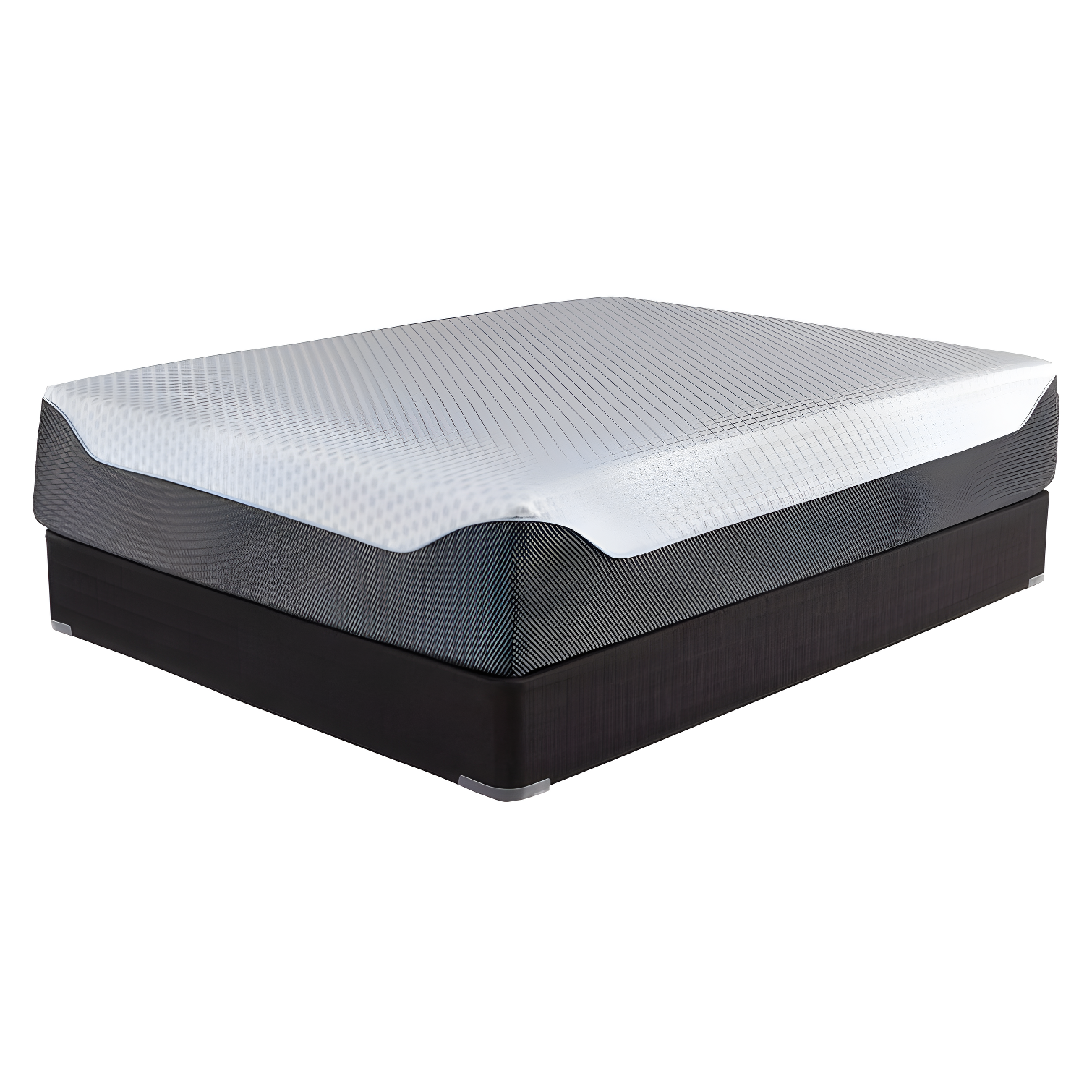 Contemporary CoolGel King-Size Memory Foam Mattress in White/Blue