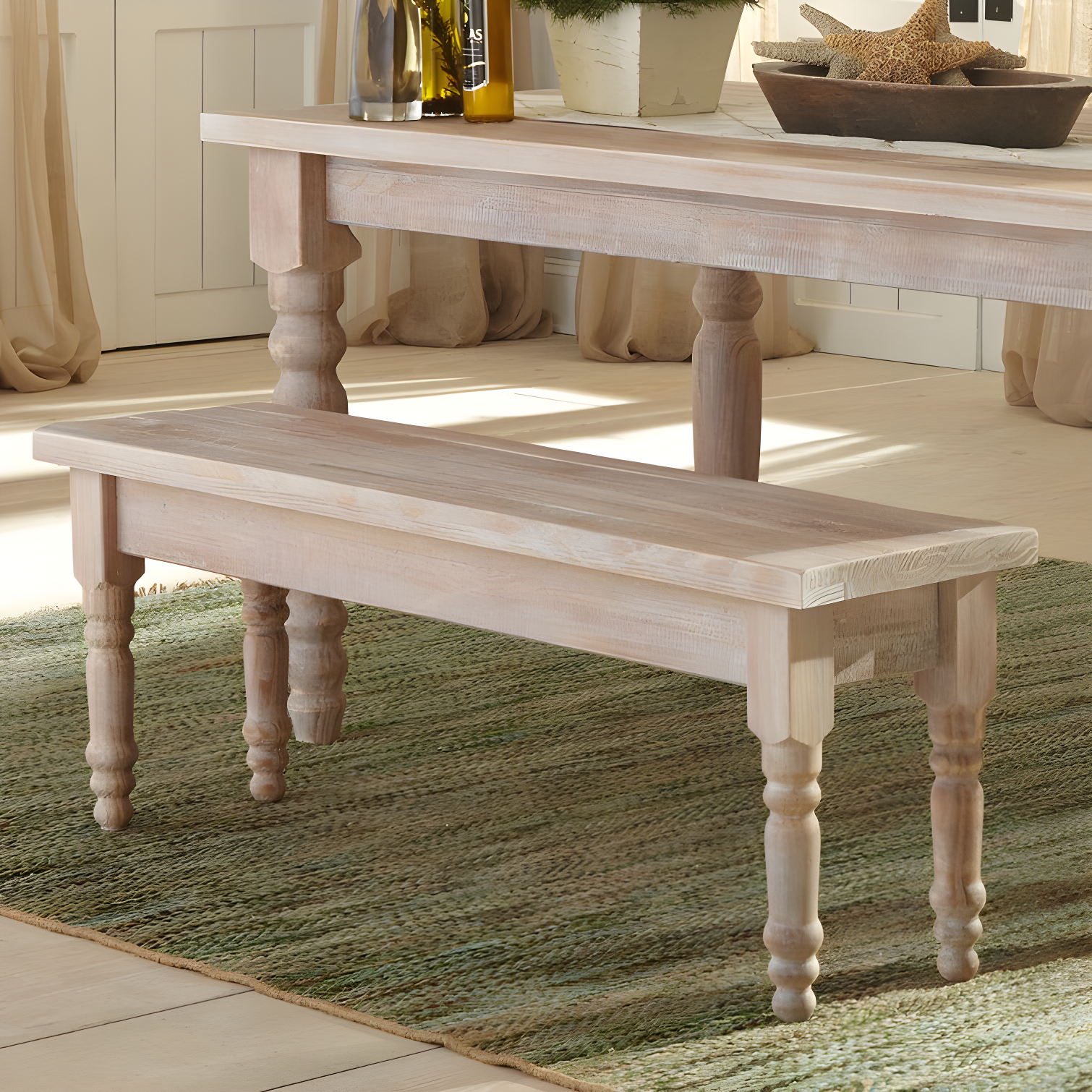 Valerie Driftwood Solid Pine Wood Dining Bench