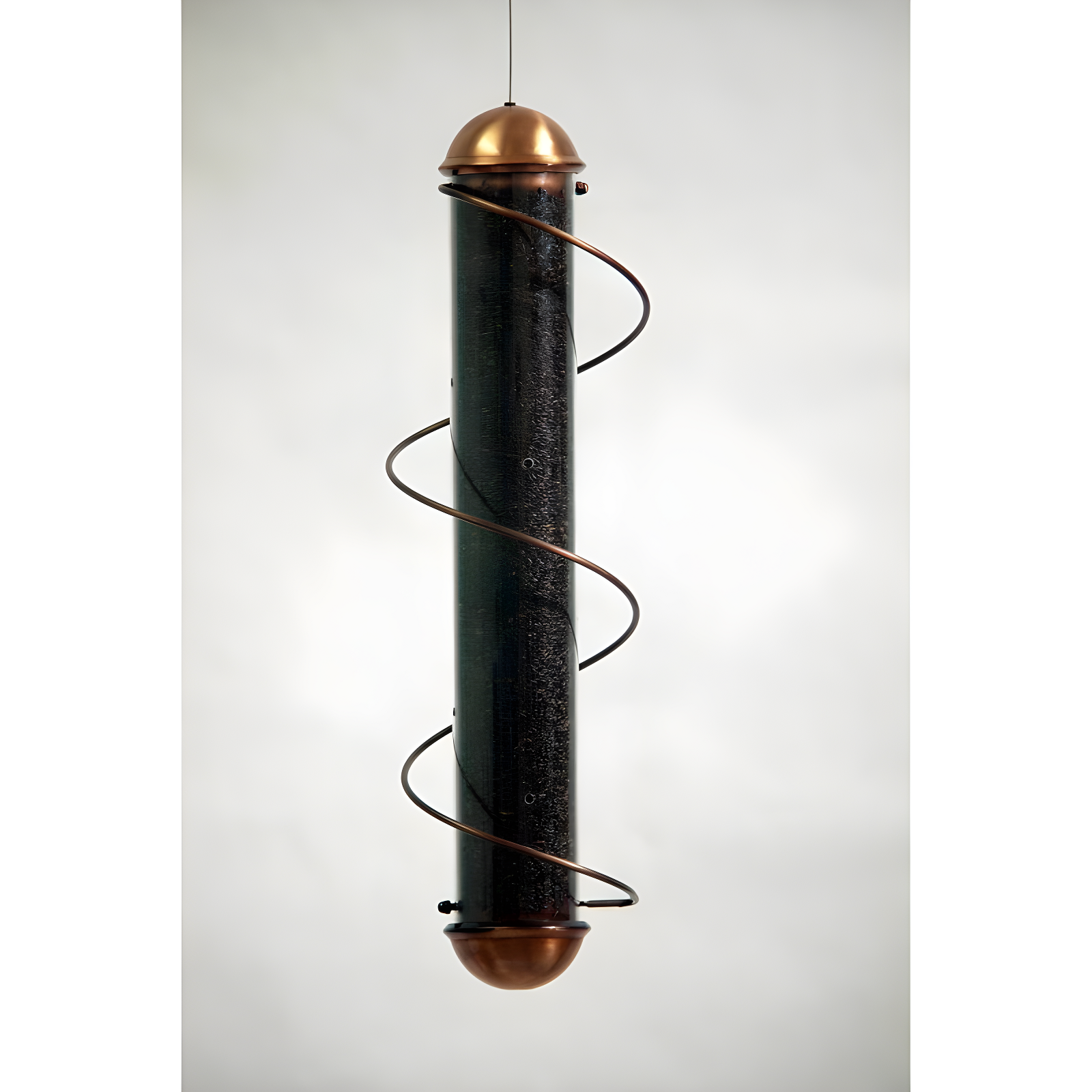 Copper Spiral 17" Hanging Tube Bird Feeder