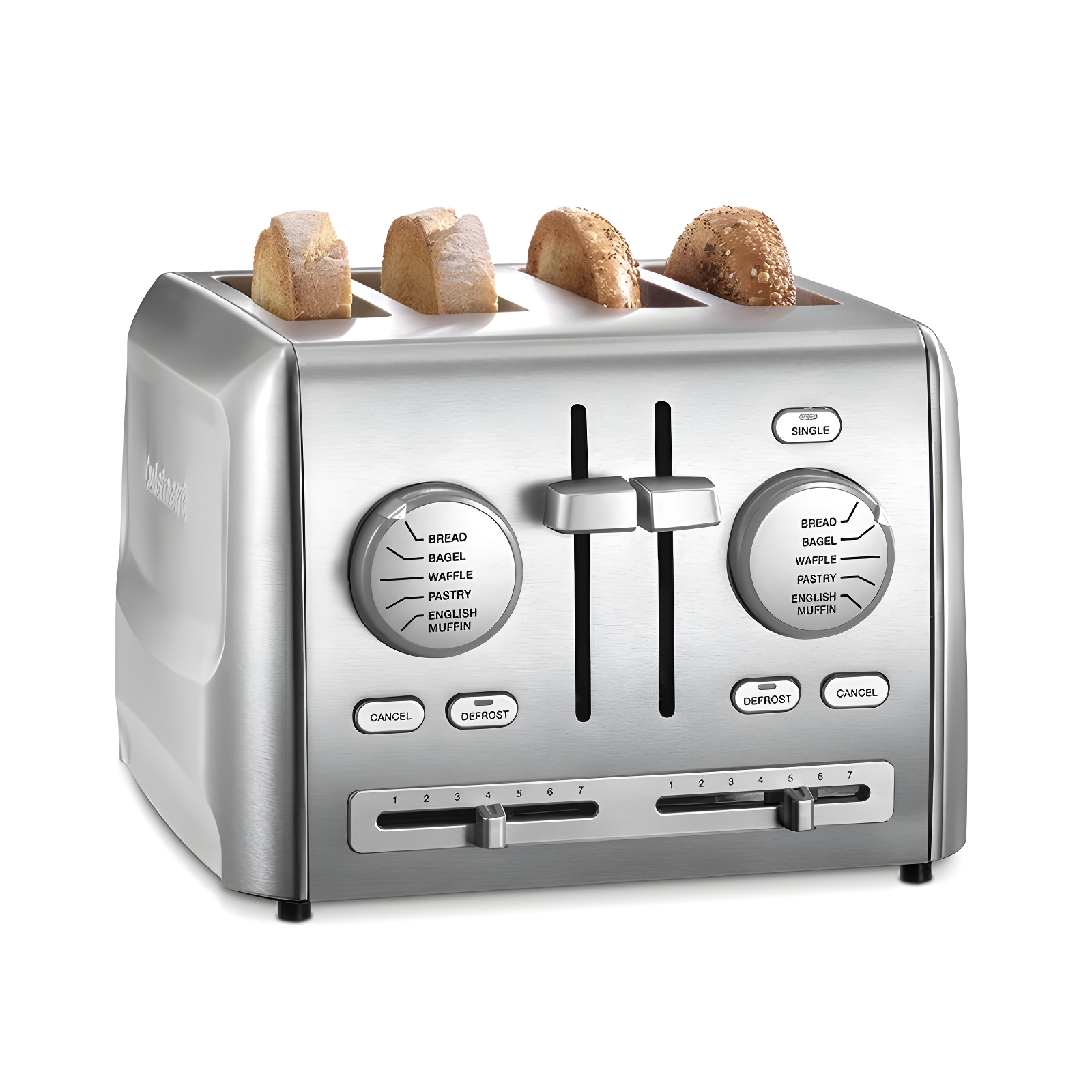 Stainless Steel 4-Slice Wide Slot Toaster with Crumb Tray