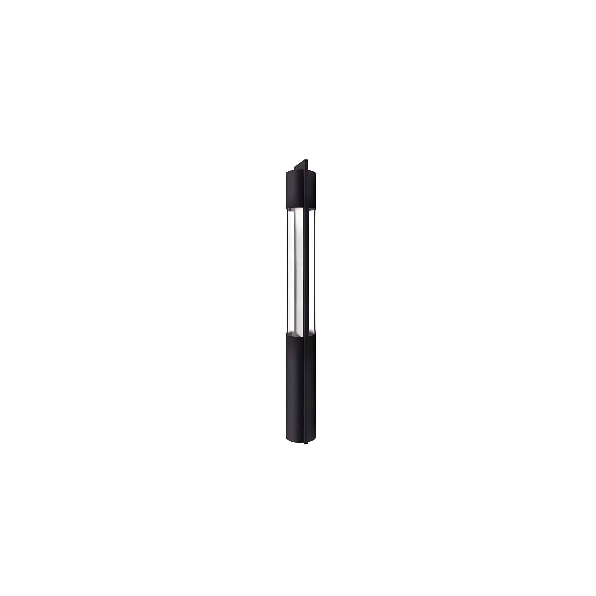 Sleek Black LED Landscape Bollard with Clear Acrylic & Seedy Glass