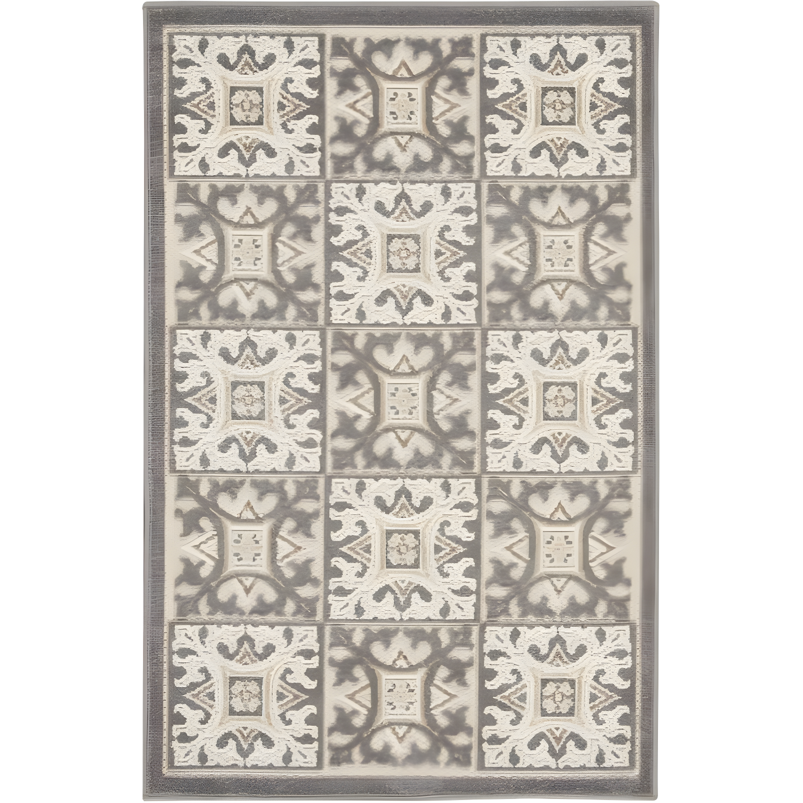 Elysian Ivory Grey Geometric Flat Woven Indoor/Outdoor Rug 32"x48"