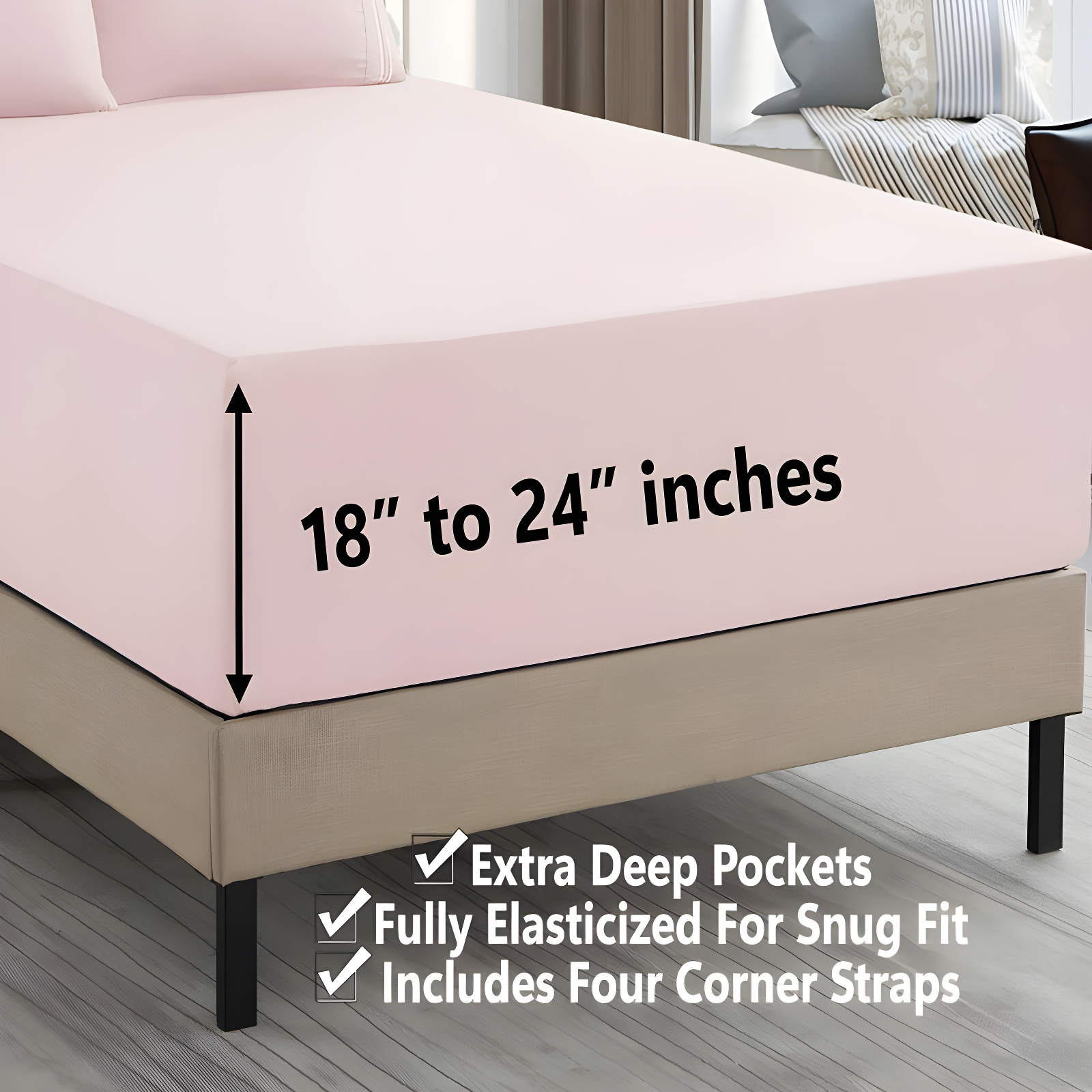 Pale Pink Twin Extra Deep Pocket Microfiber Sheet Set