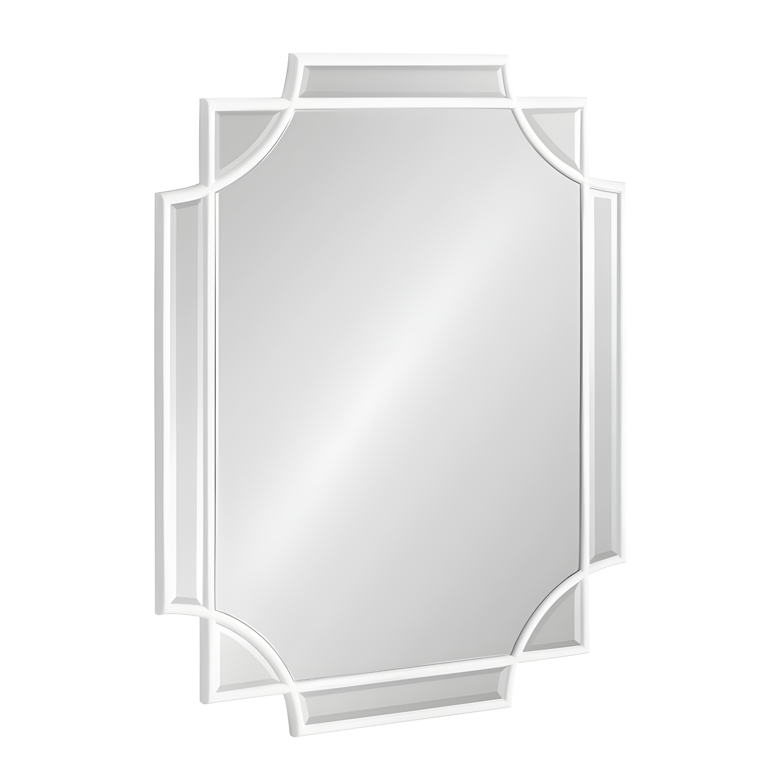 Elegant Minuette Full-Length White Wood Rectangular Mirror