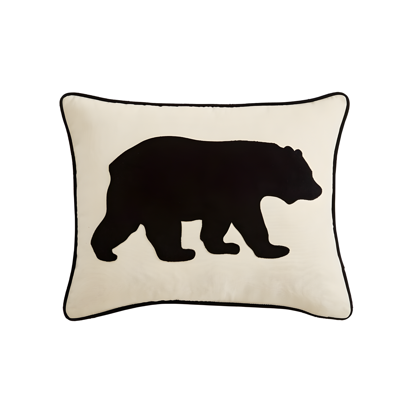 Black Bear Cotton Canvas Rectangular Throw Pillow