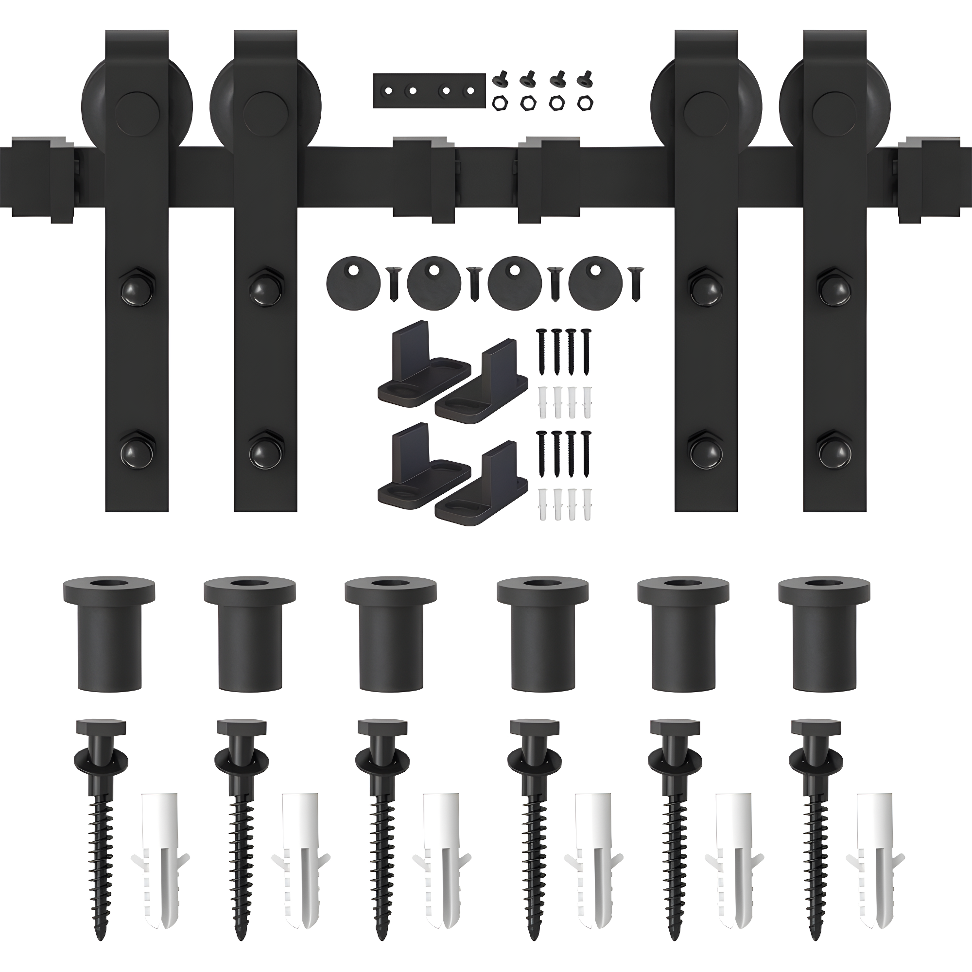 9ft Black Steel Sliding Barn Door Hardware Kit