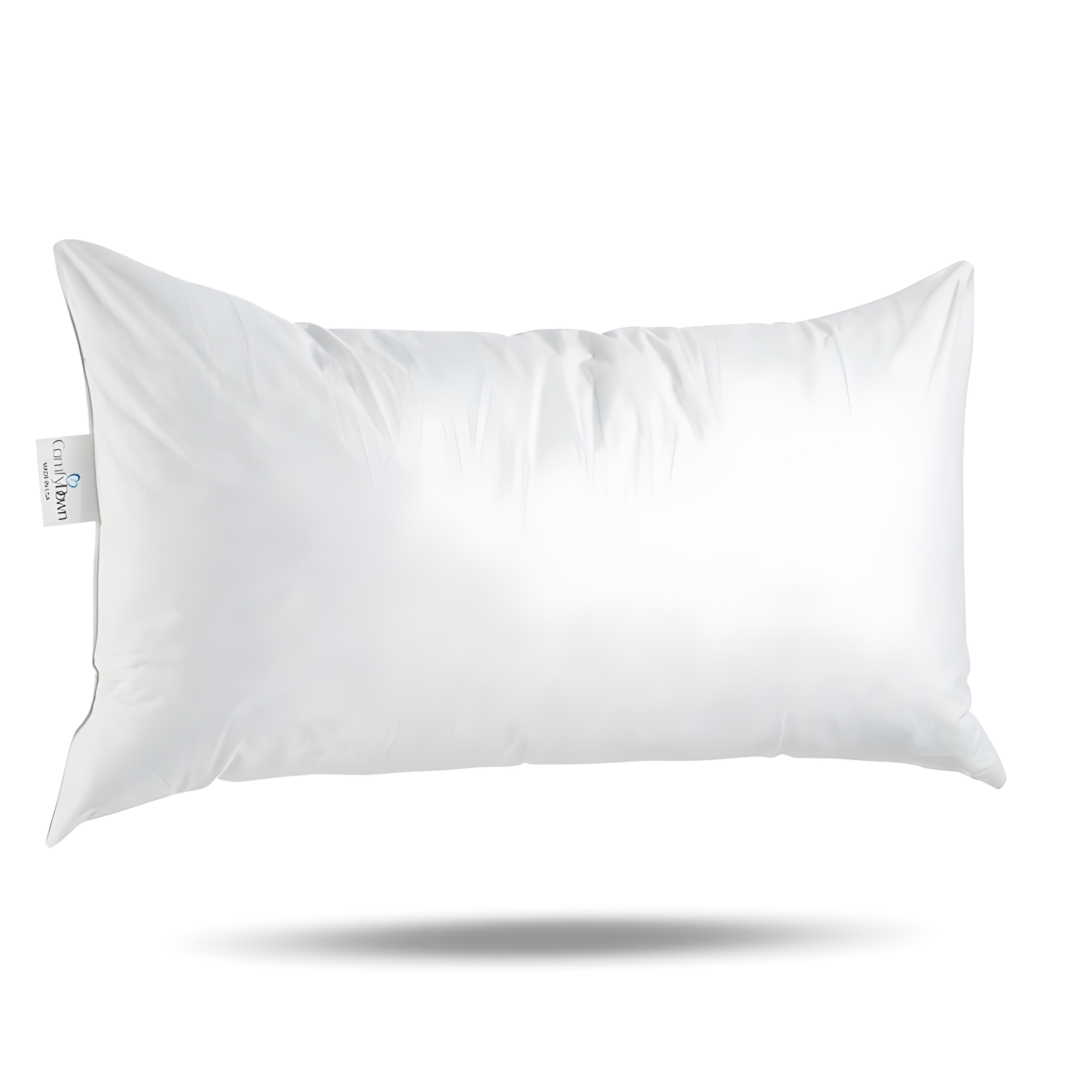 White Rectangular Cotton Down Feather Lumbar Pillow