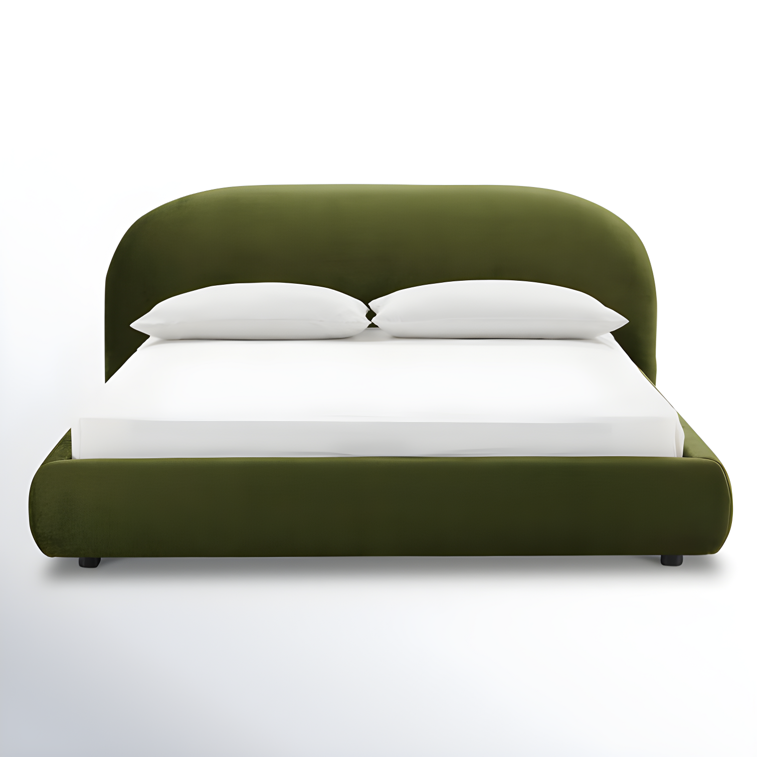 King Green Velvet Upholstered Platform Bed with Headboard