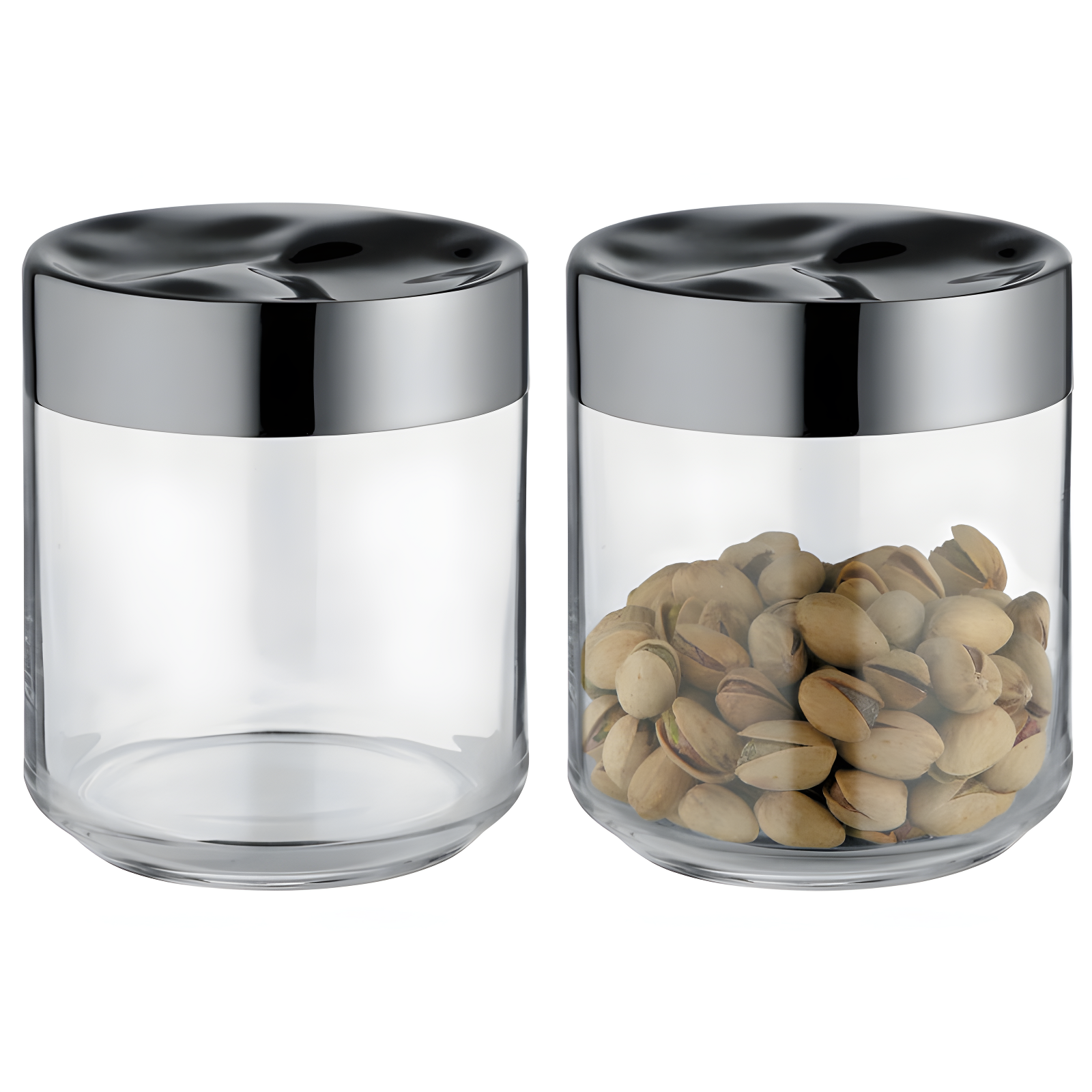 Medium Clear Glass and Stainless Steel Kitchen Jar