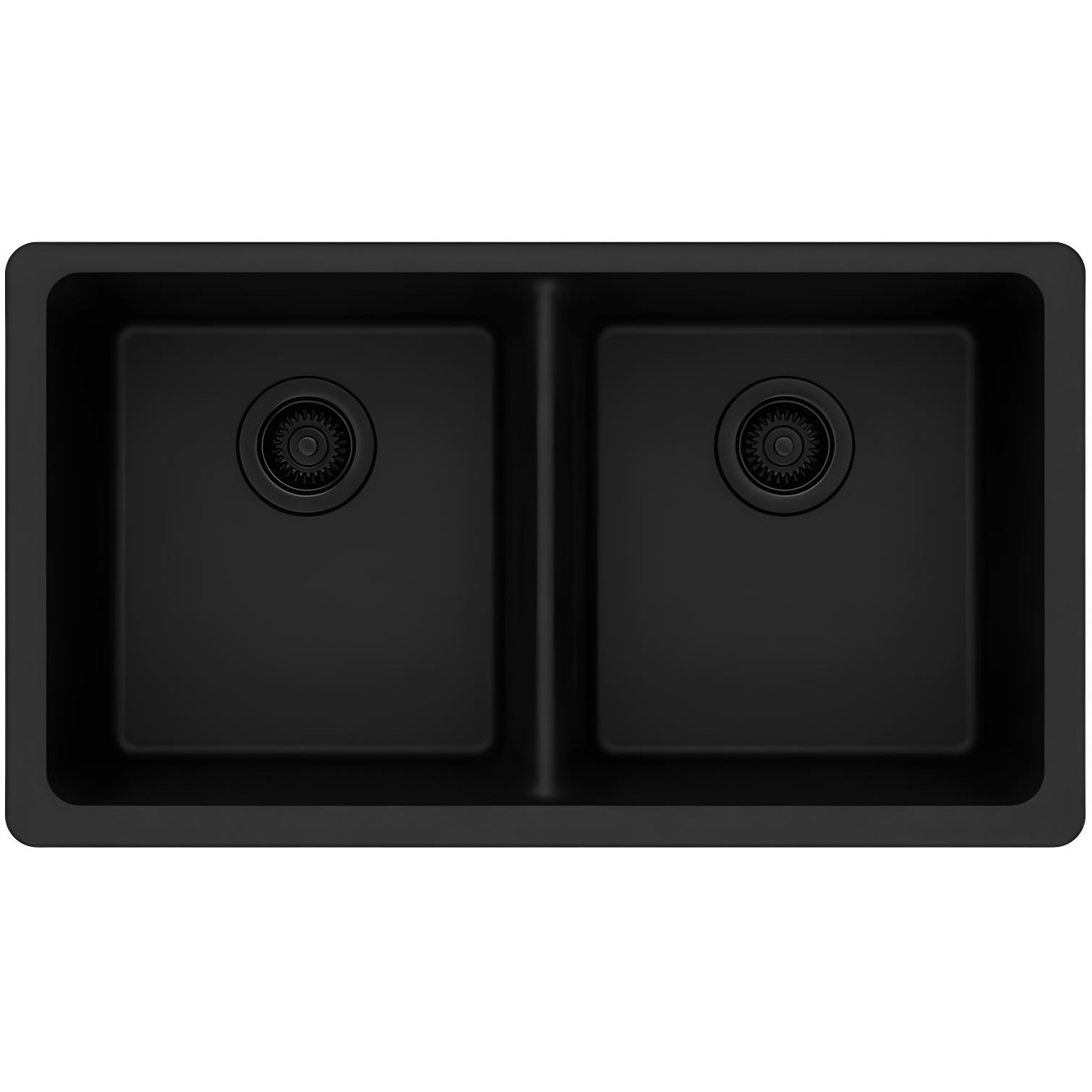 Black Quartz Double Bowl Undermount Kitchen Sink