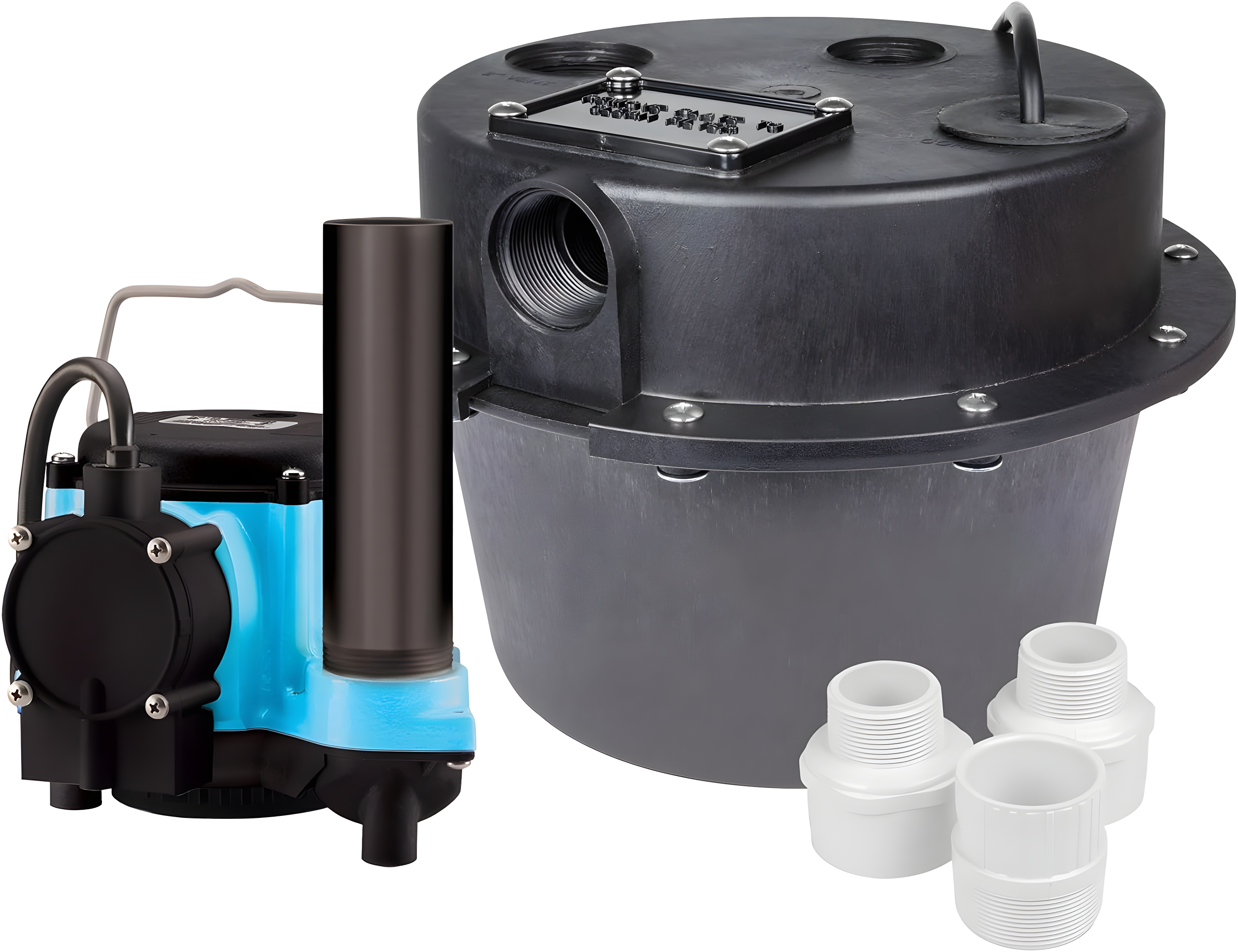 Compact Black and Blue Polypropylene Sump Pump System