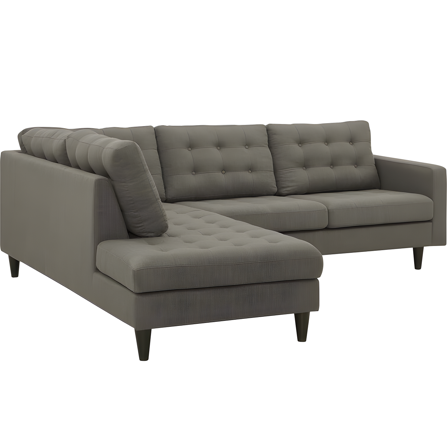 Granite Gray Tufted Fabric Left-Facing Sectional Sofa