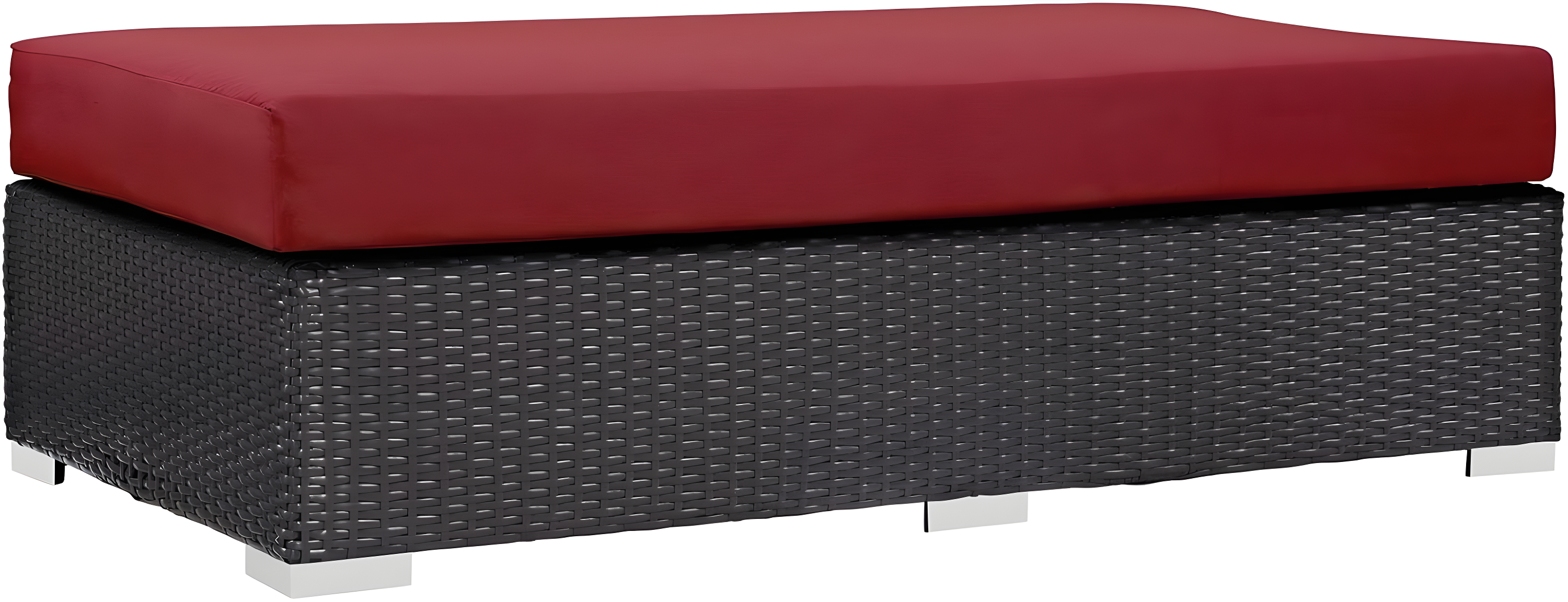 Convene Espresso Red Outdoor Patio Fabric Ottoman with Aluminum Frame