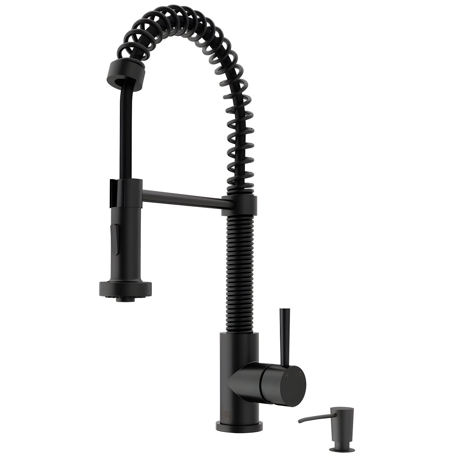 Matte Black Brass Pull-Down Kitchen Faucet with Soap Dispenser