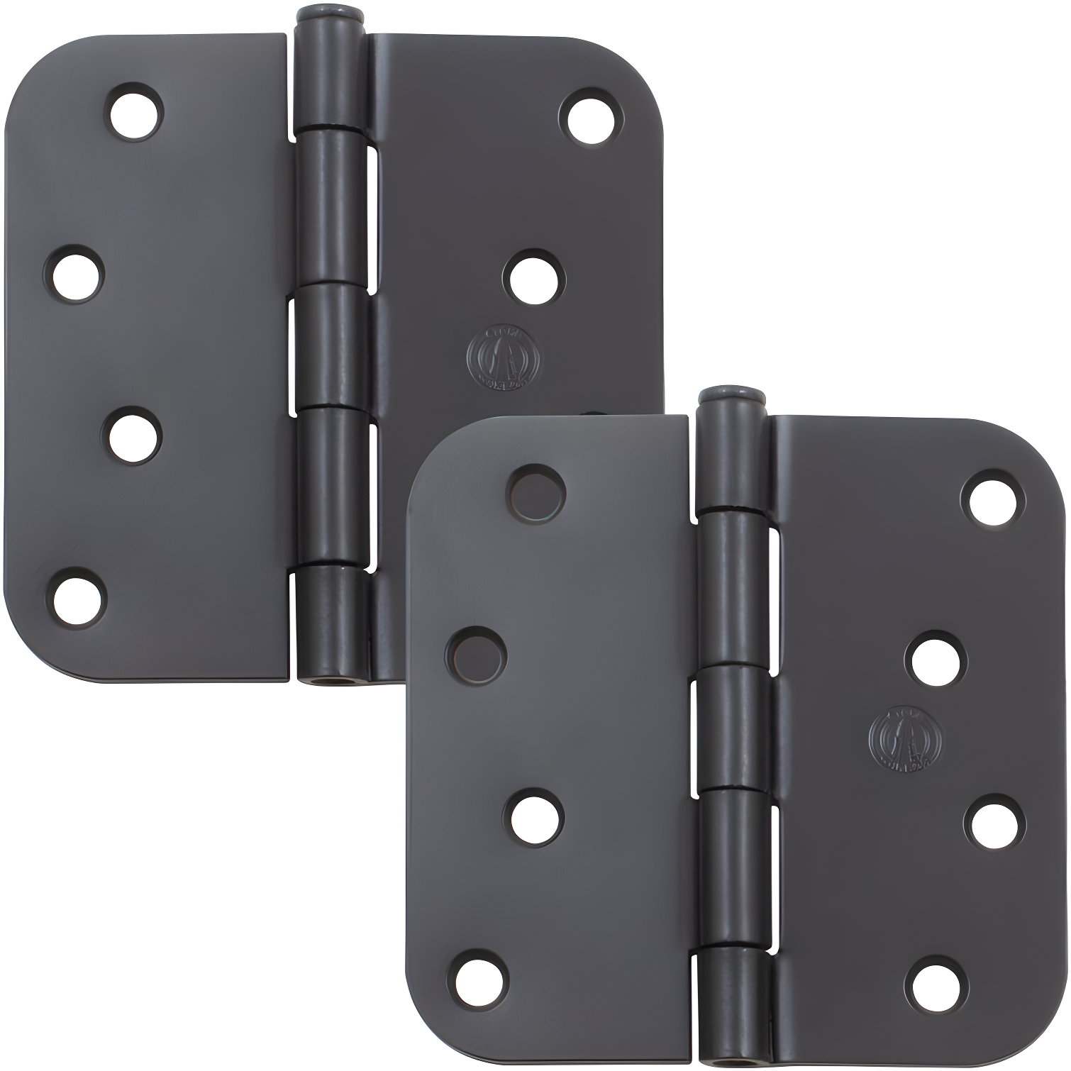 Matte Black 4" Door Hinges with 5/8" Radius Corner, 2-Pack