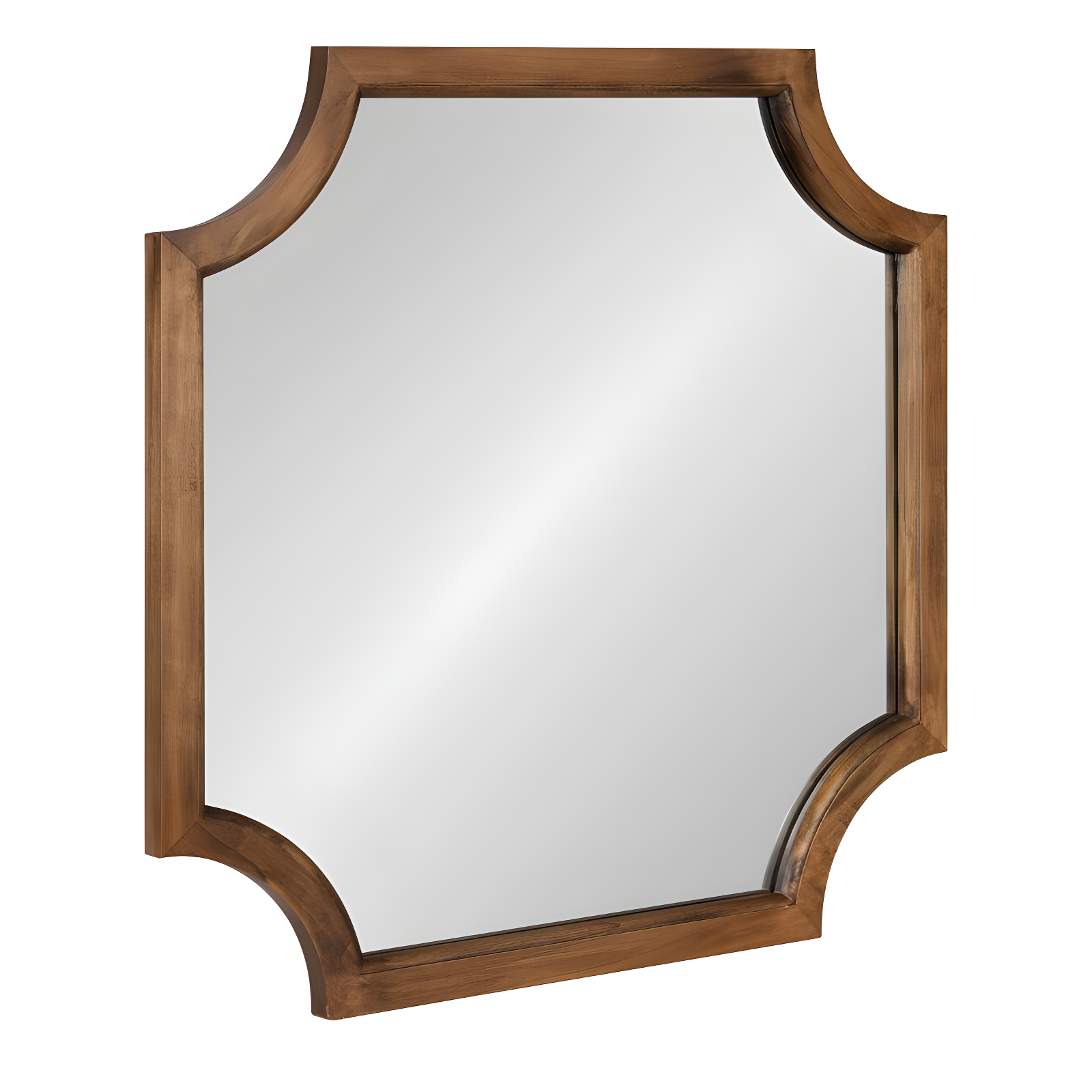 Rustic Brown Solid Wood 24" Square Scallop Wall Mirror