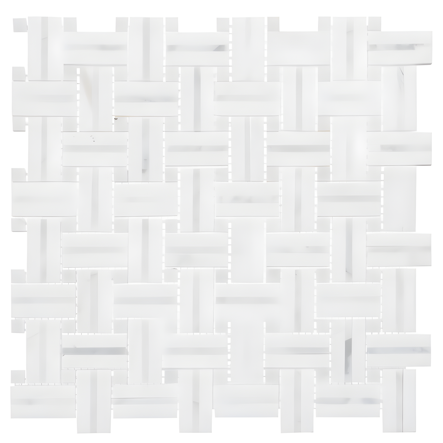 Fabrique Damask White Natural Stone Basketweave Mosaic Tile