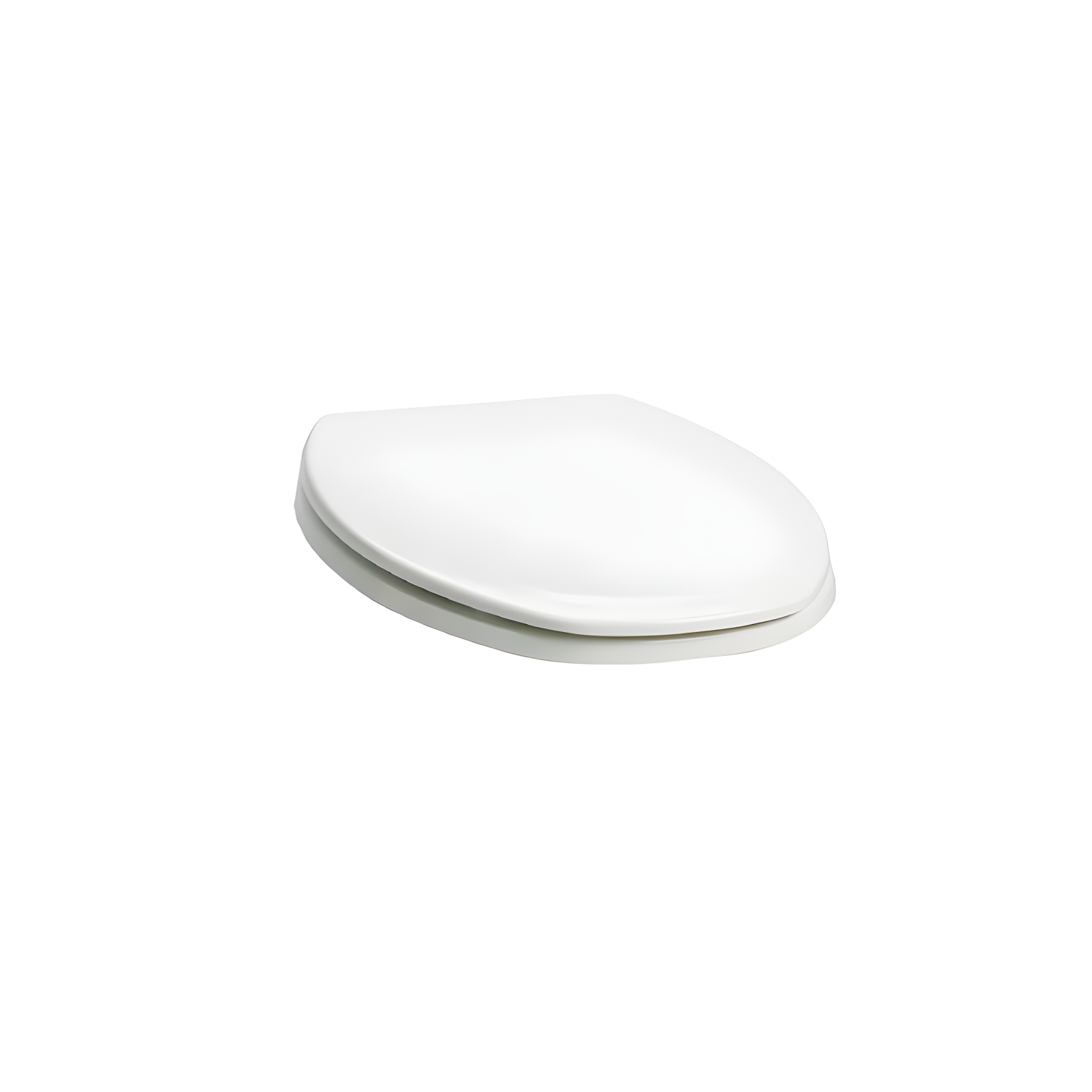 White Round Enameled Wood Toilet Seat with Plastic Hinges