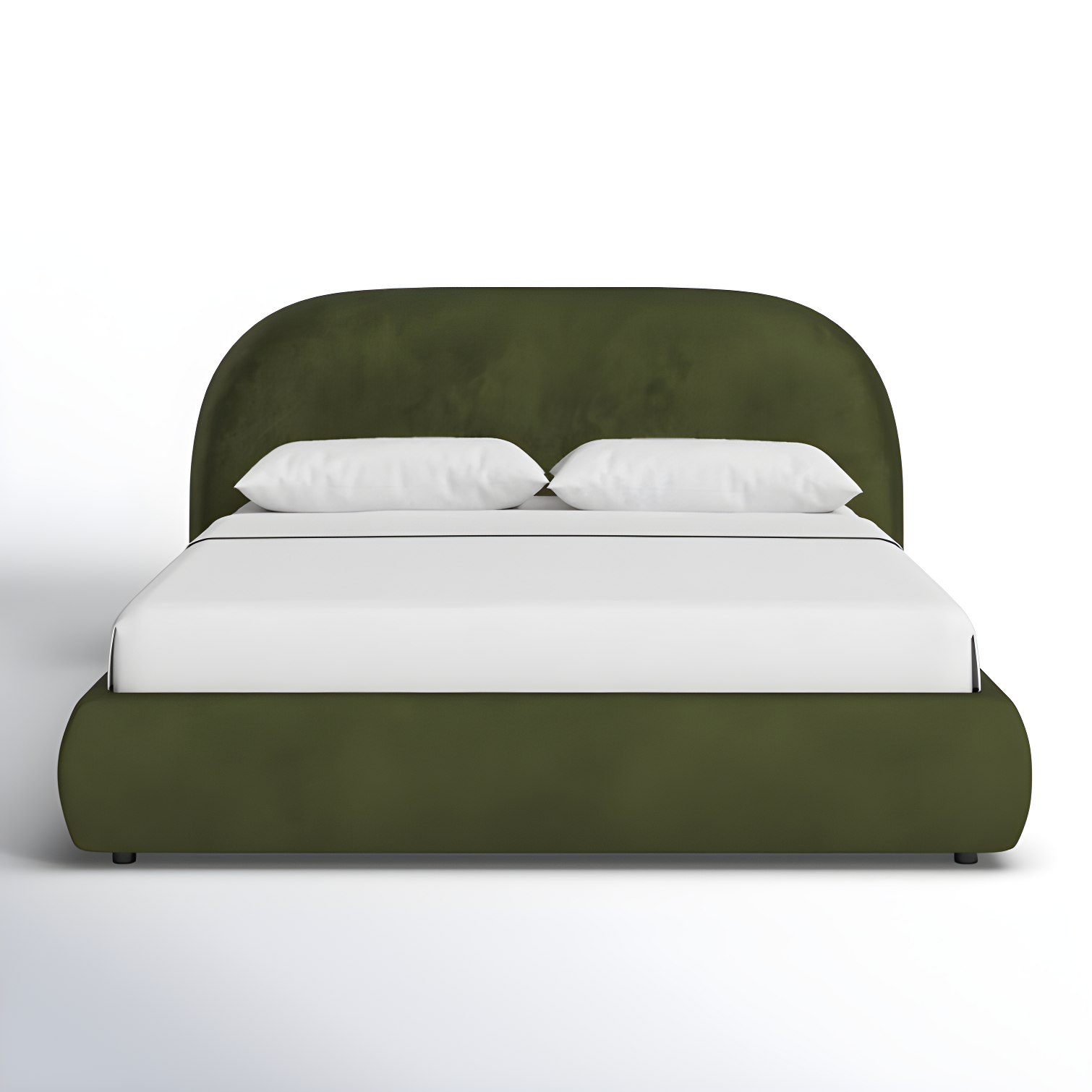 Distressed Green Velvet Queen Upholstered Bed with Headboard