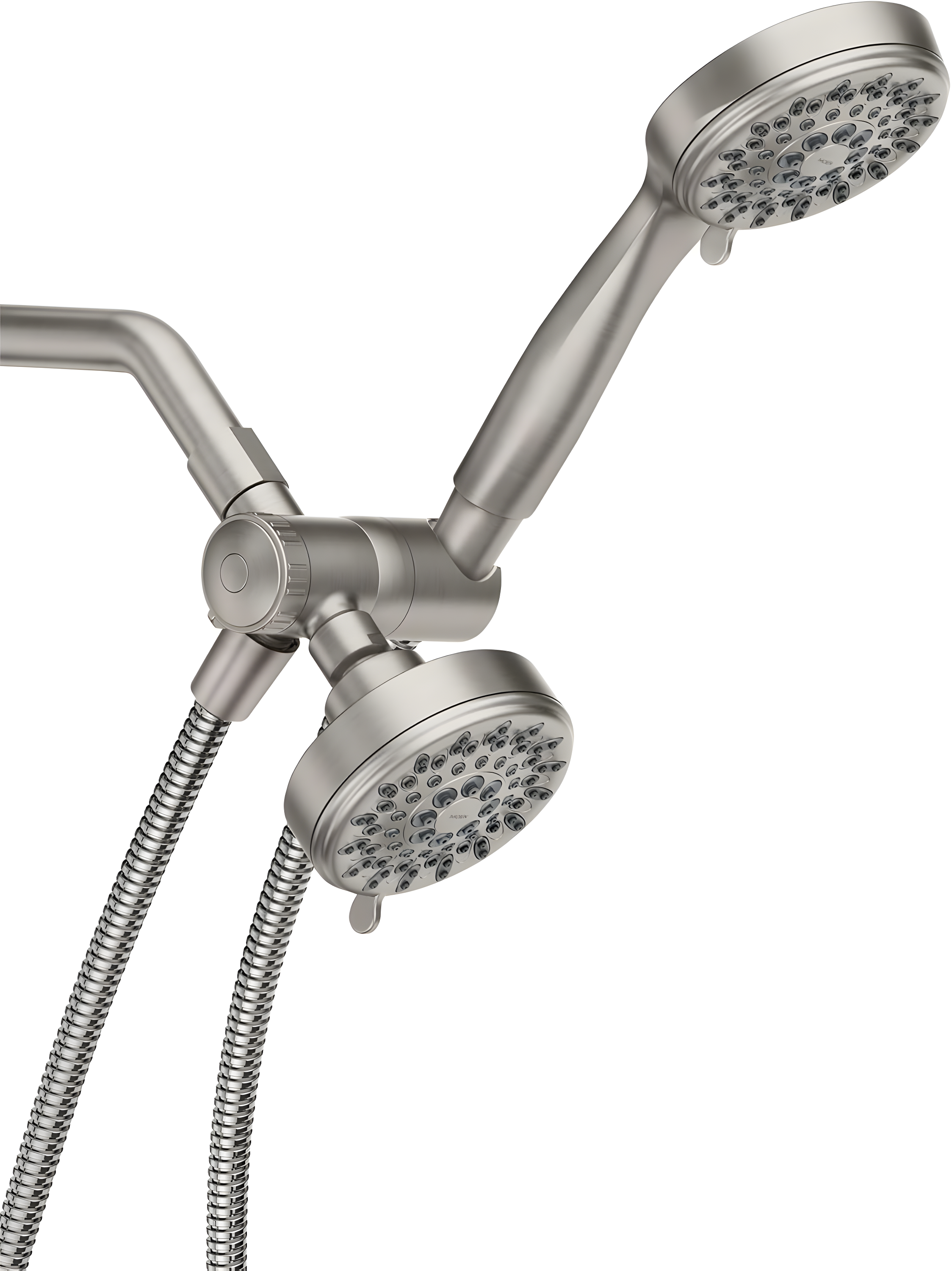 Brushed Nickel Multi-Head Handheld Shower with Pulse Jet