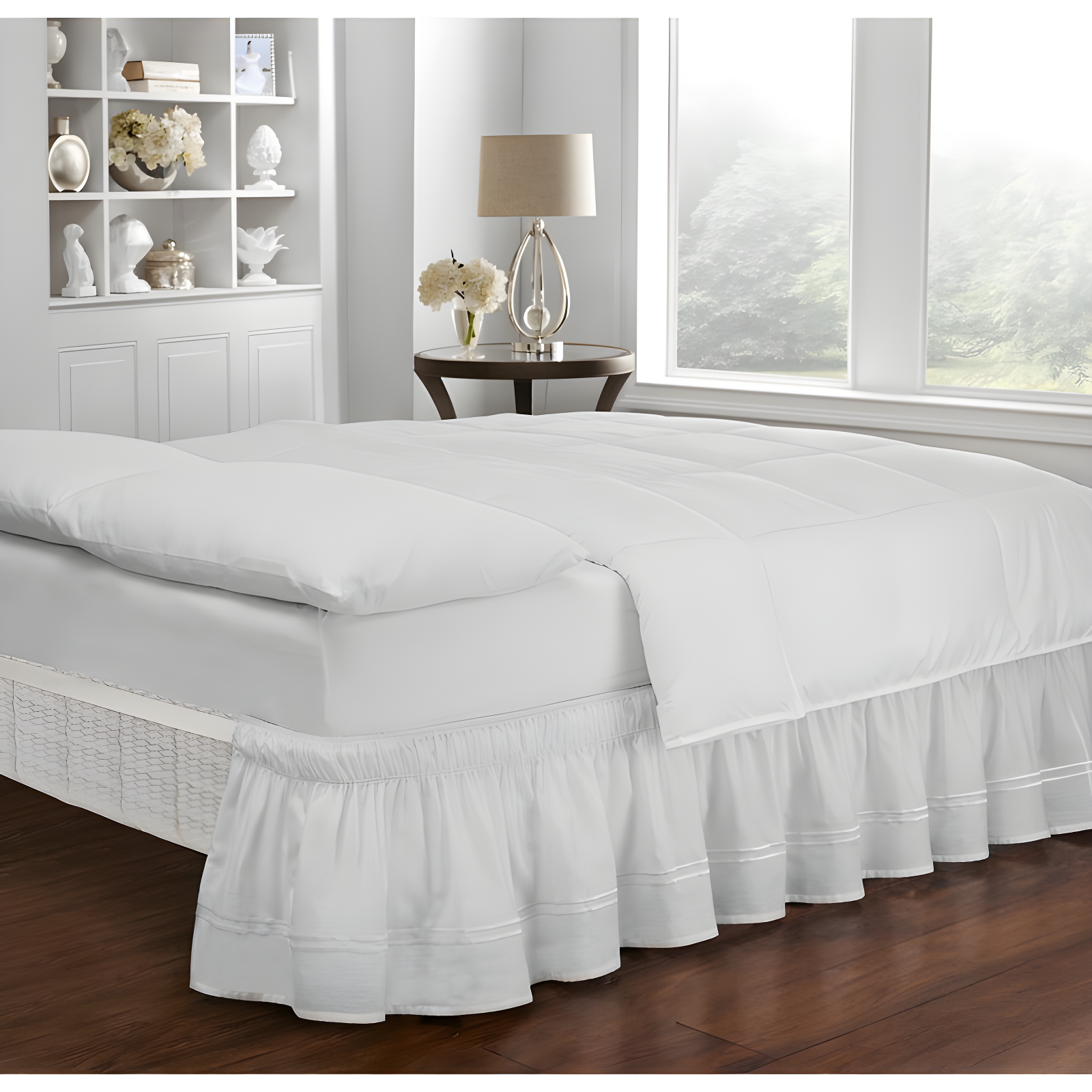 Easy Fit White Cotton Polyester Queen/King Bed Skirt