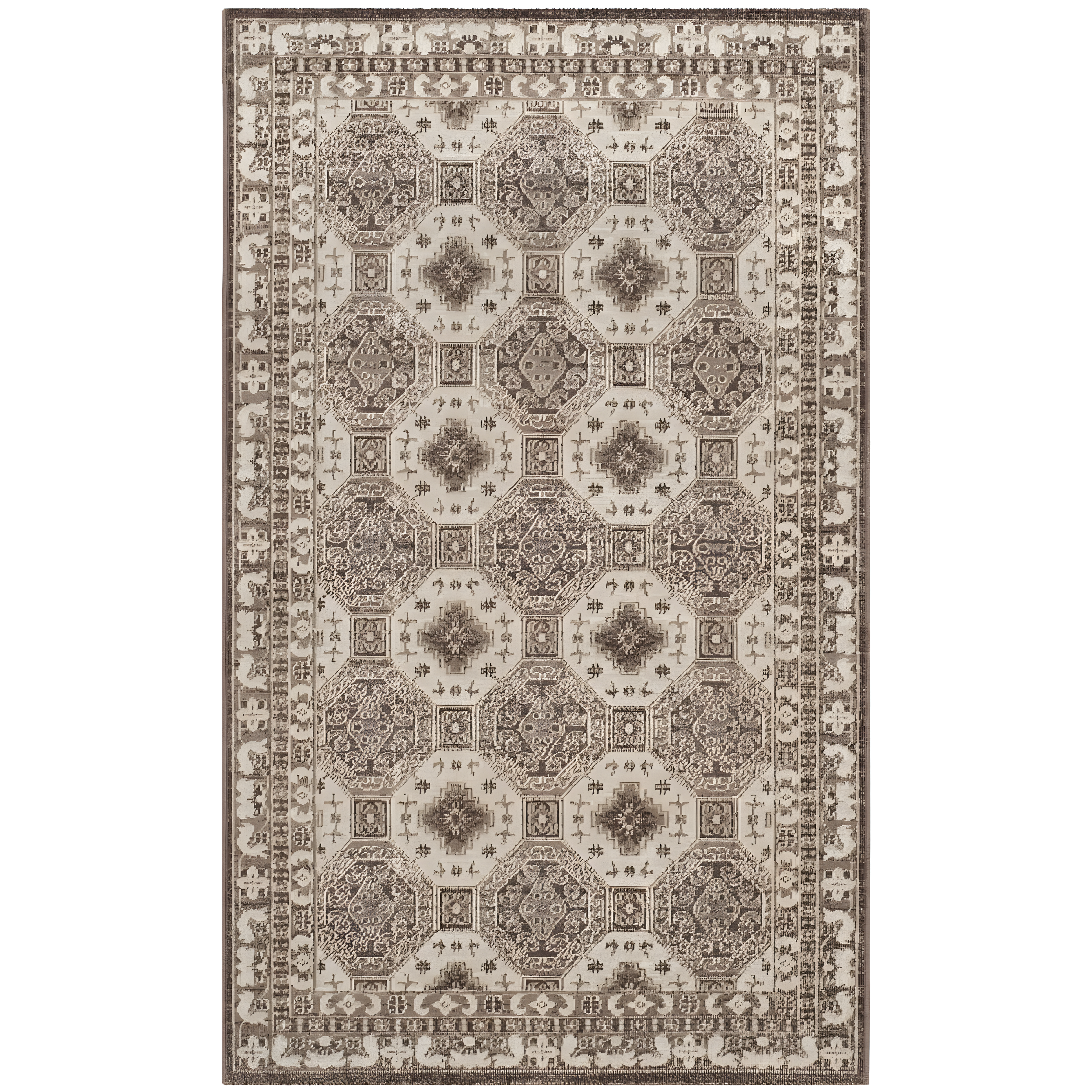 Artisan Brown & Ivory Geometric 8' x 10' Synthetic Rug
