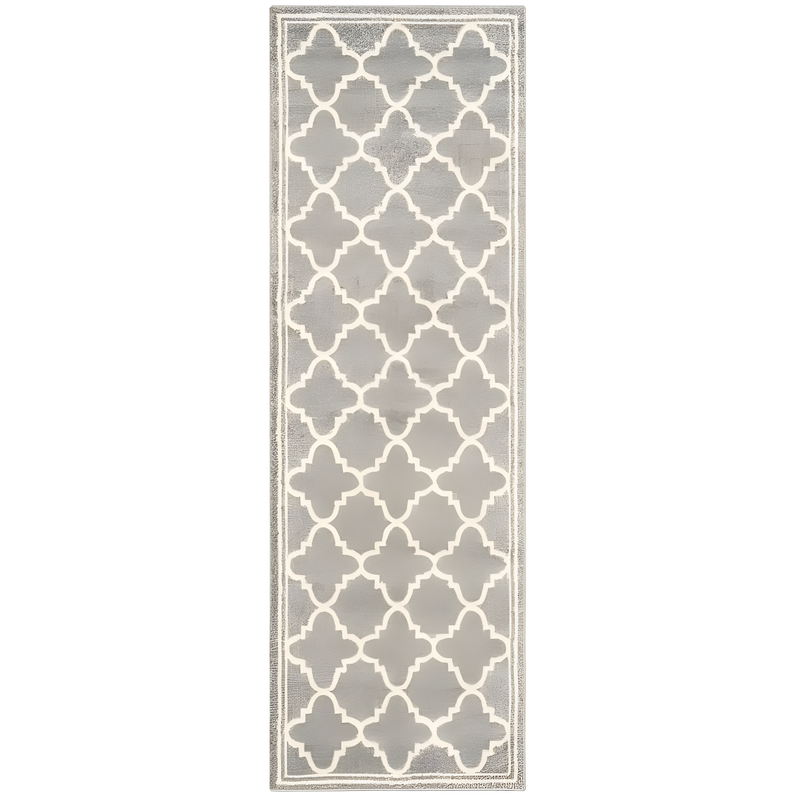 Elegant Gray Geometric 27'' Synthetic Easy-Care Runner Rug