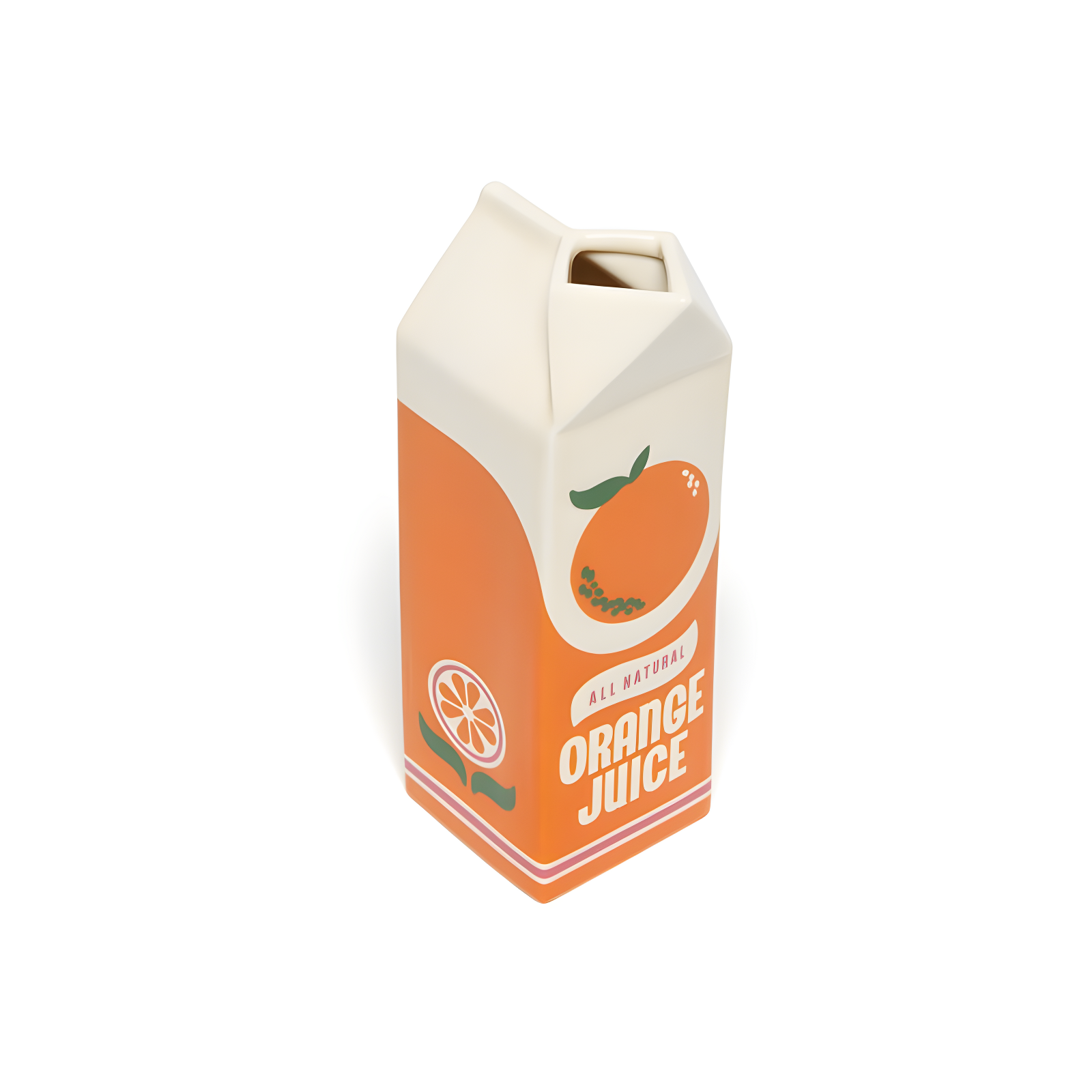 Retro Orange Juice Carton Porcelain Vase