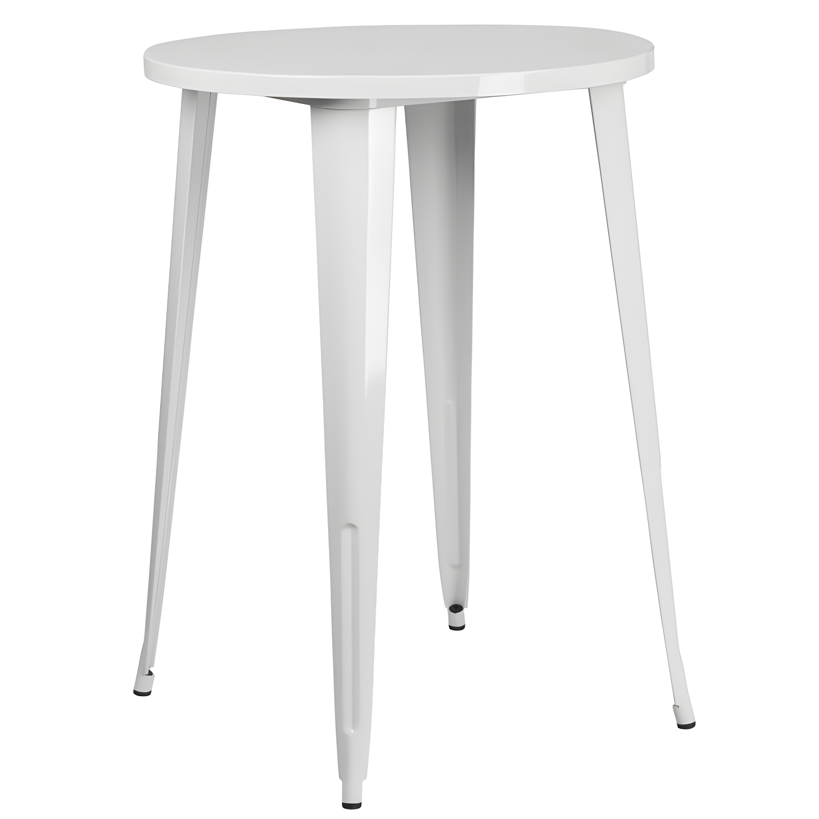 White Round Metal Bar Height Table with 30" Diameter
