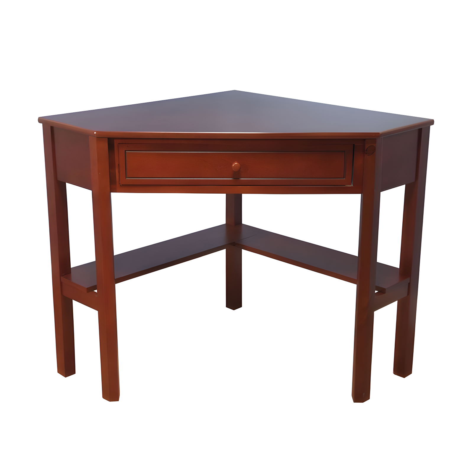 Cherry Finish Corner Writing Desk with Drawer