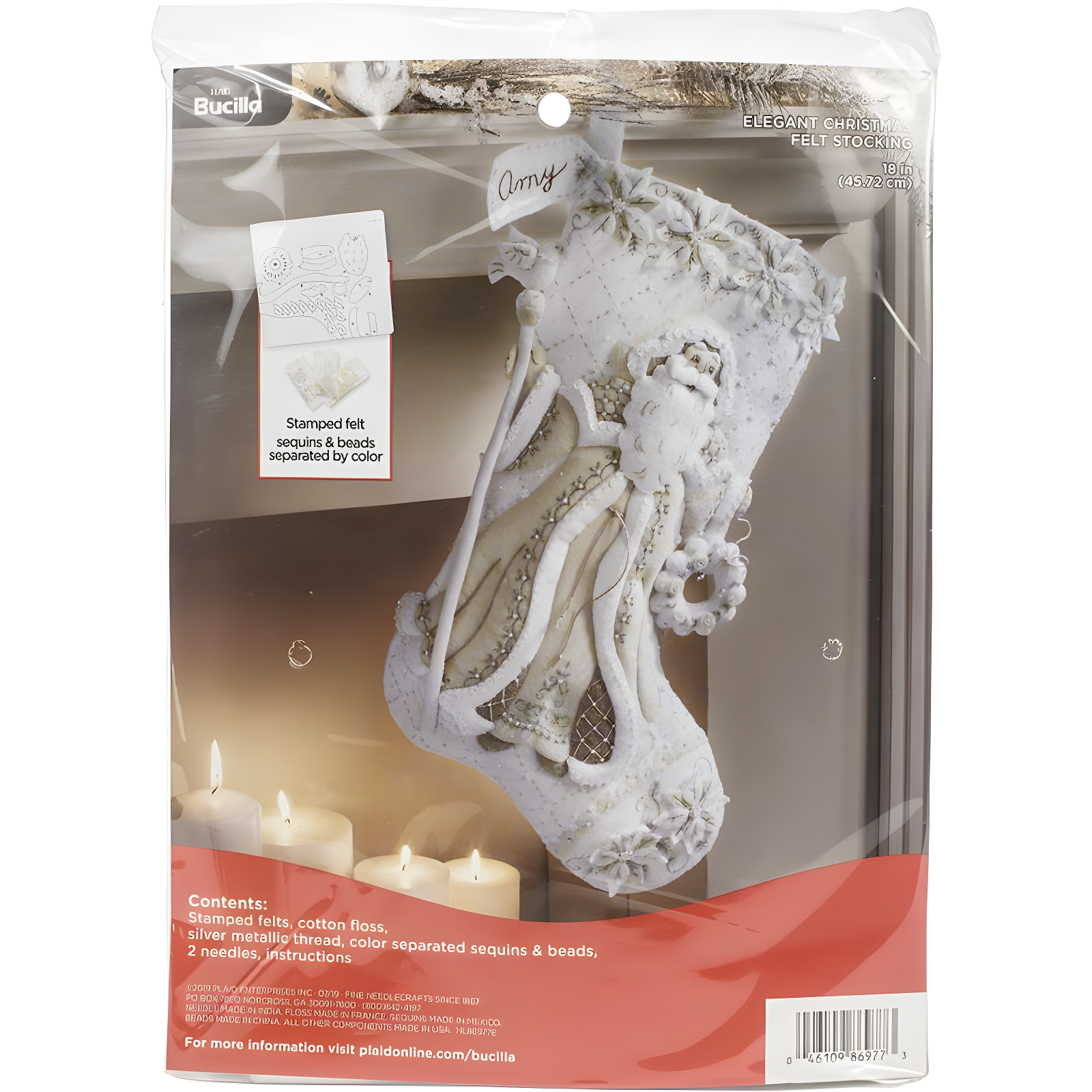 Bucilla Elegant Christmas 18" Felt Stocking Applique Kit