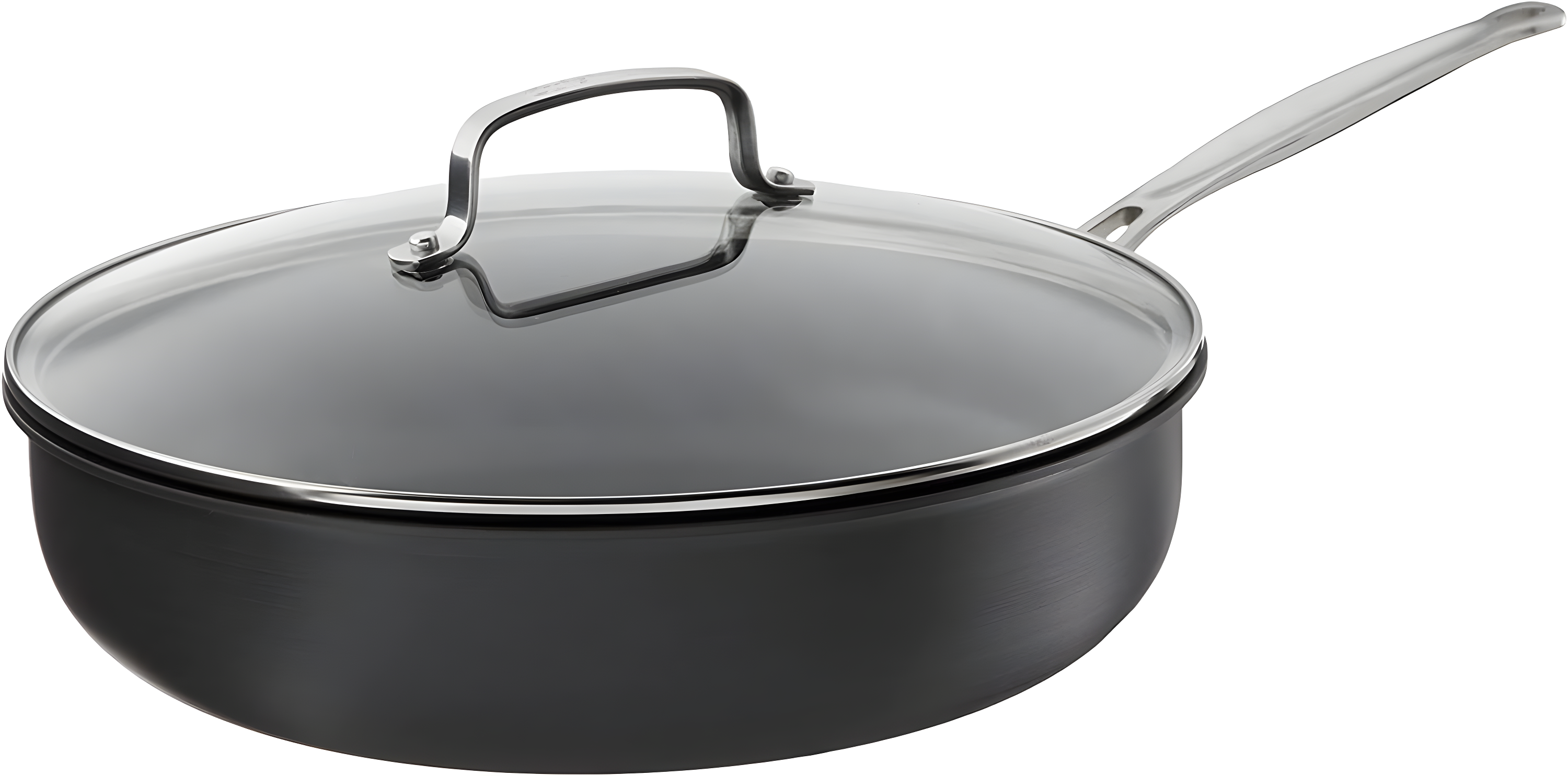 12-Inch Black Aluminum Non-Stick Frying Pan with Lid