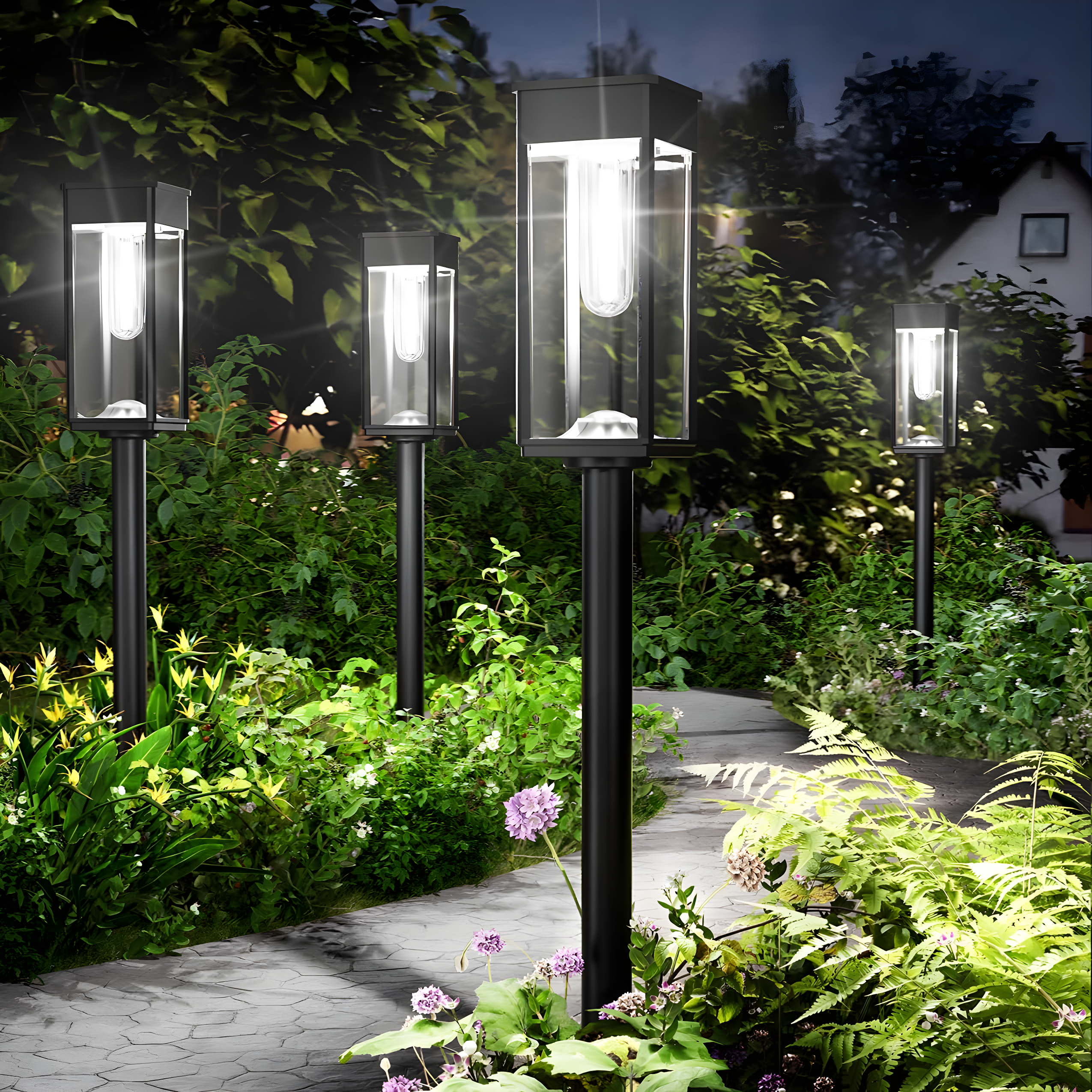 Cool White Solar Powered LED Pathway Lights, 8 Pack