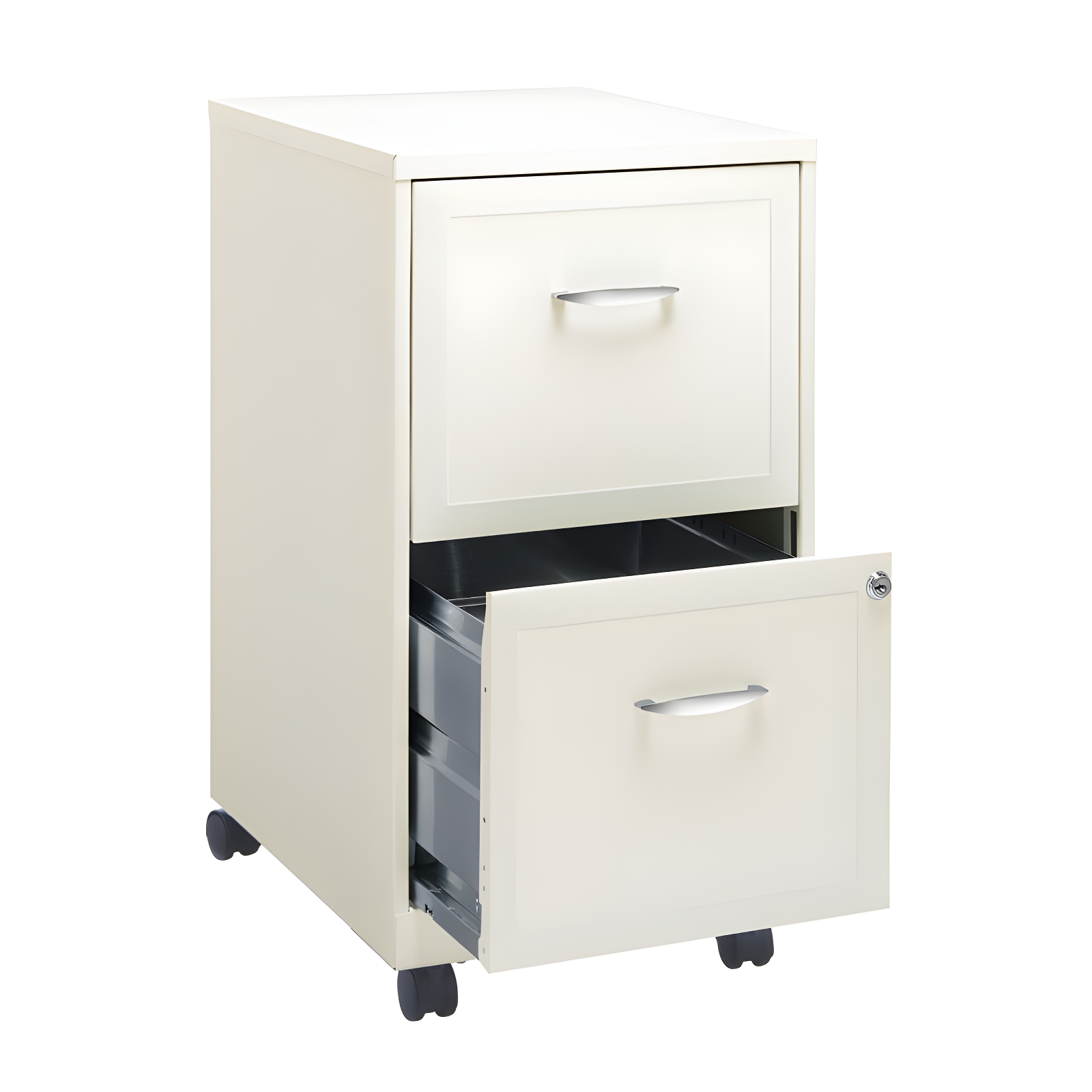 Pearl White 2-Drawer Lockable Mobile Vertical File Cabinet