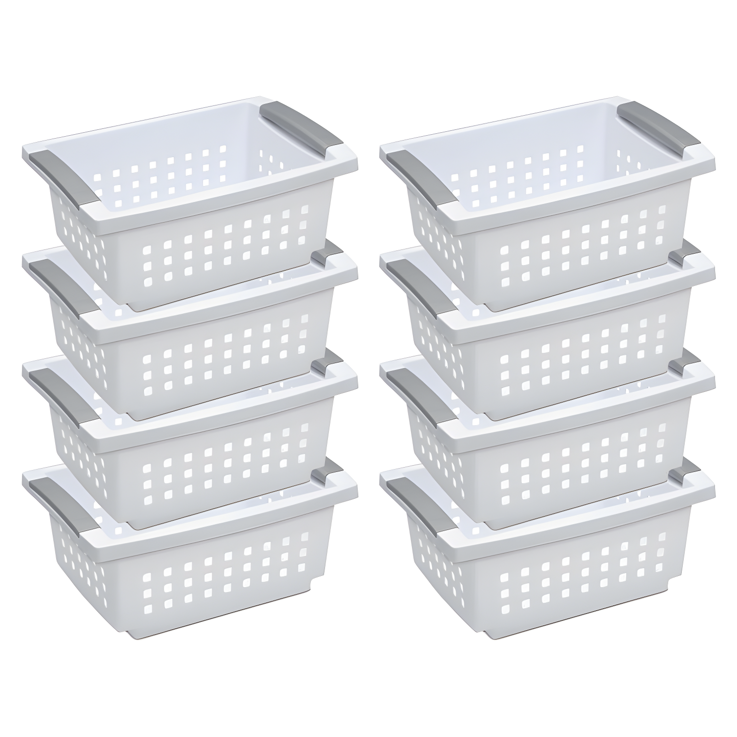 Sterilite 8-Pack White Plastic Ventilated Storage Baskets