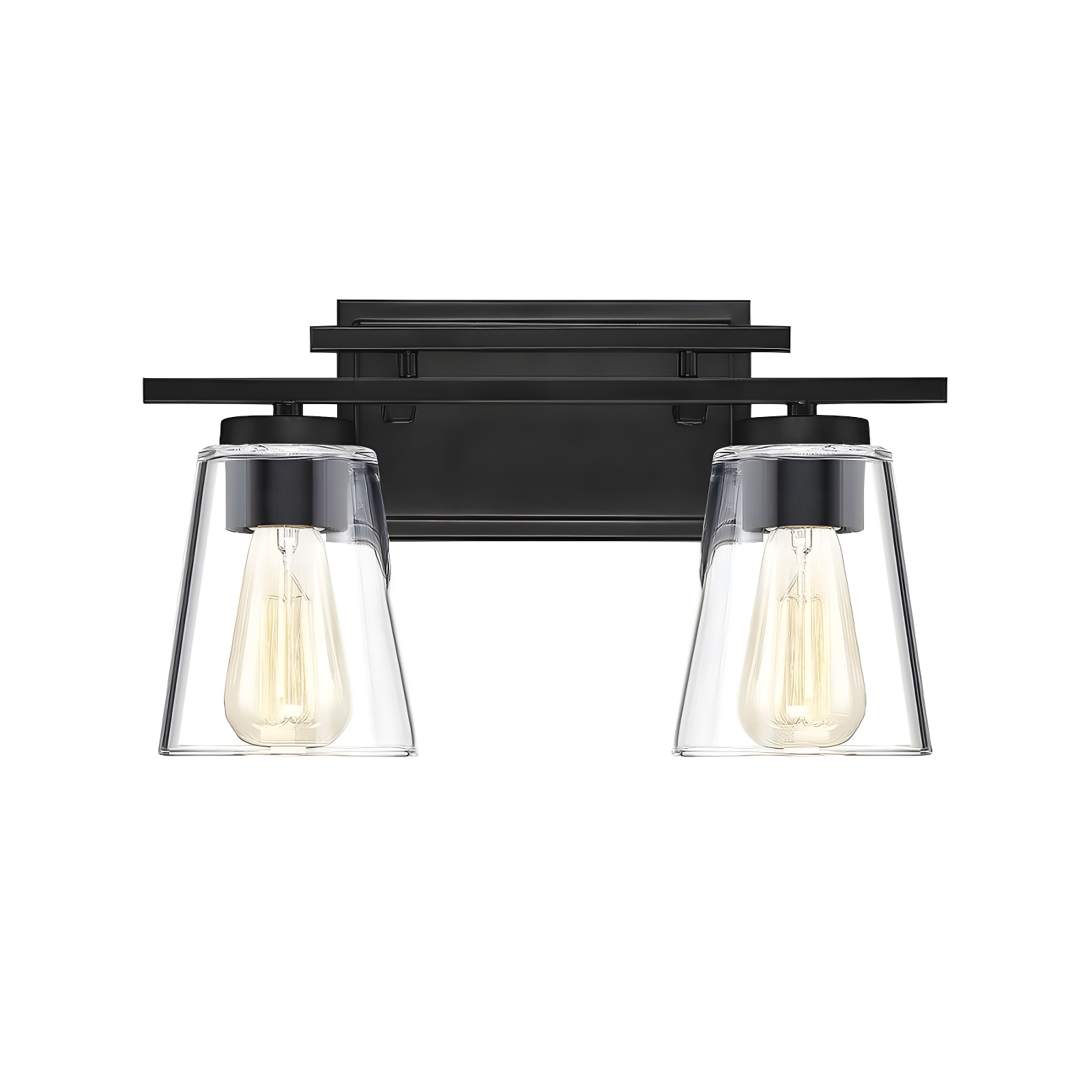 Calhoun Black 2-Light Bathroom Vanity Fixture with Clear Glass Shades