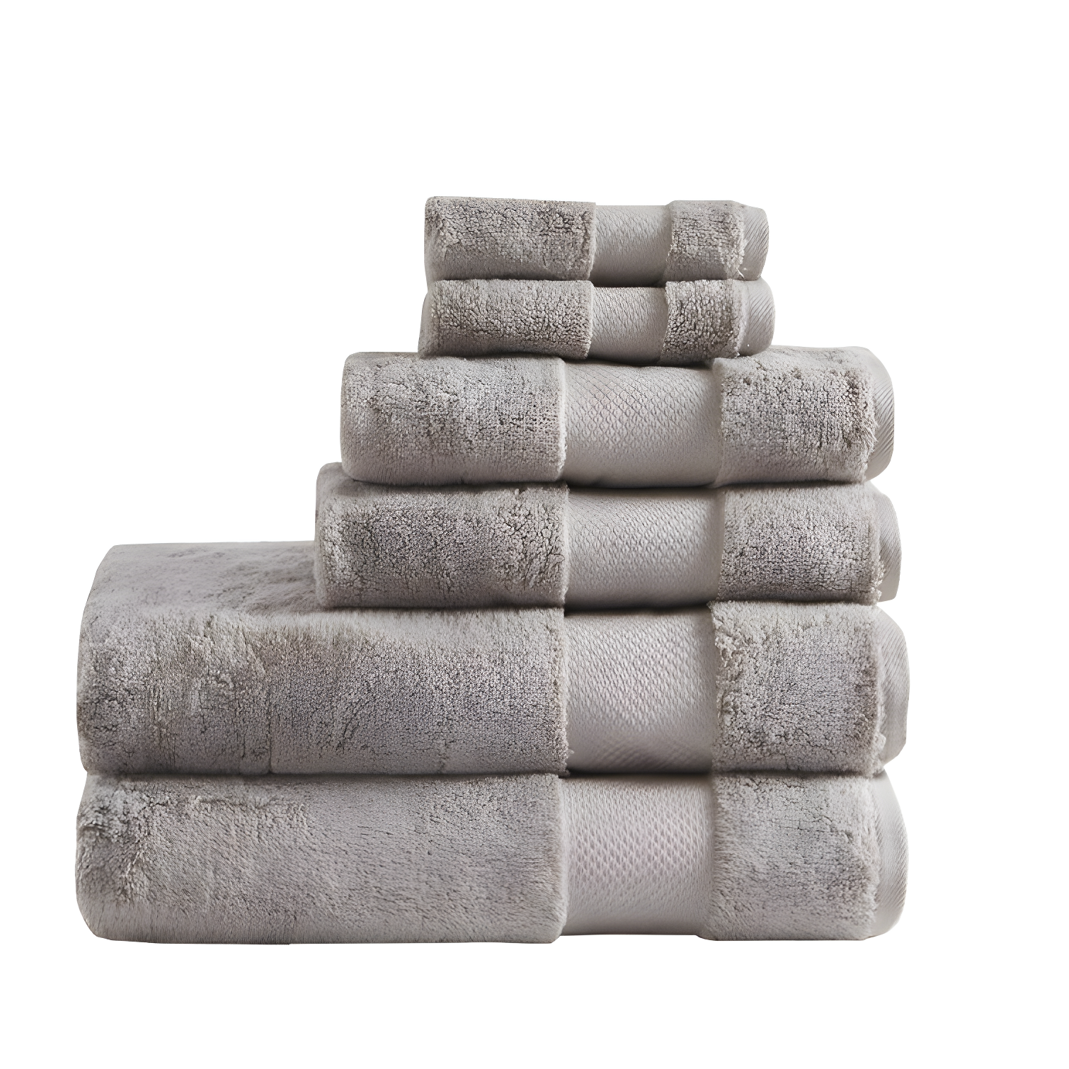 Taupe Turkish Cotton 6-Piece Plush Bath Towel Set