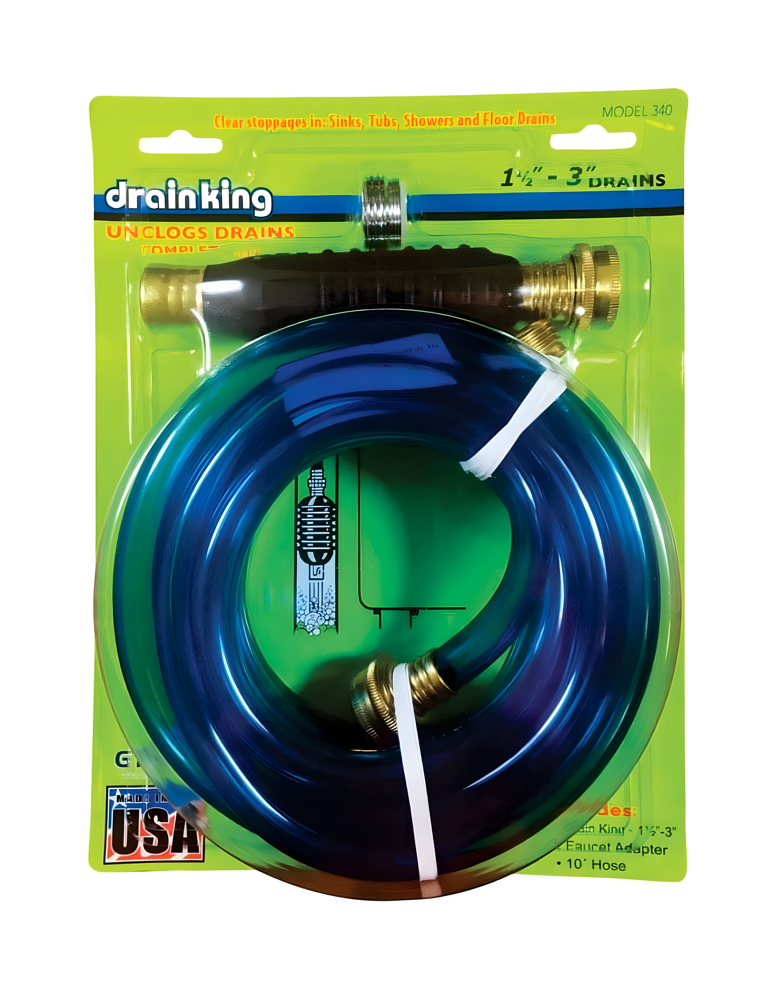 Drain King 10 ft Blue Hose Drain Unclogging Kit