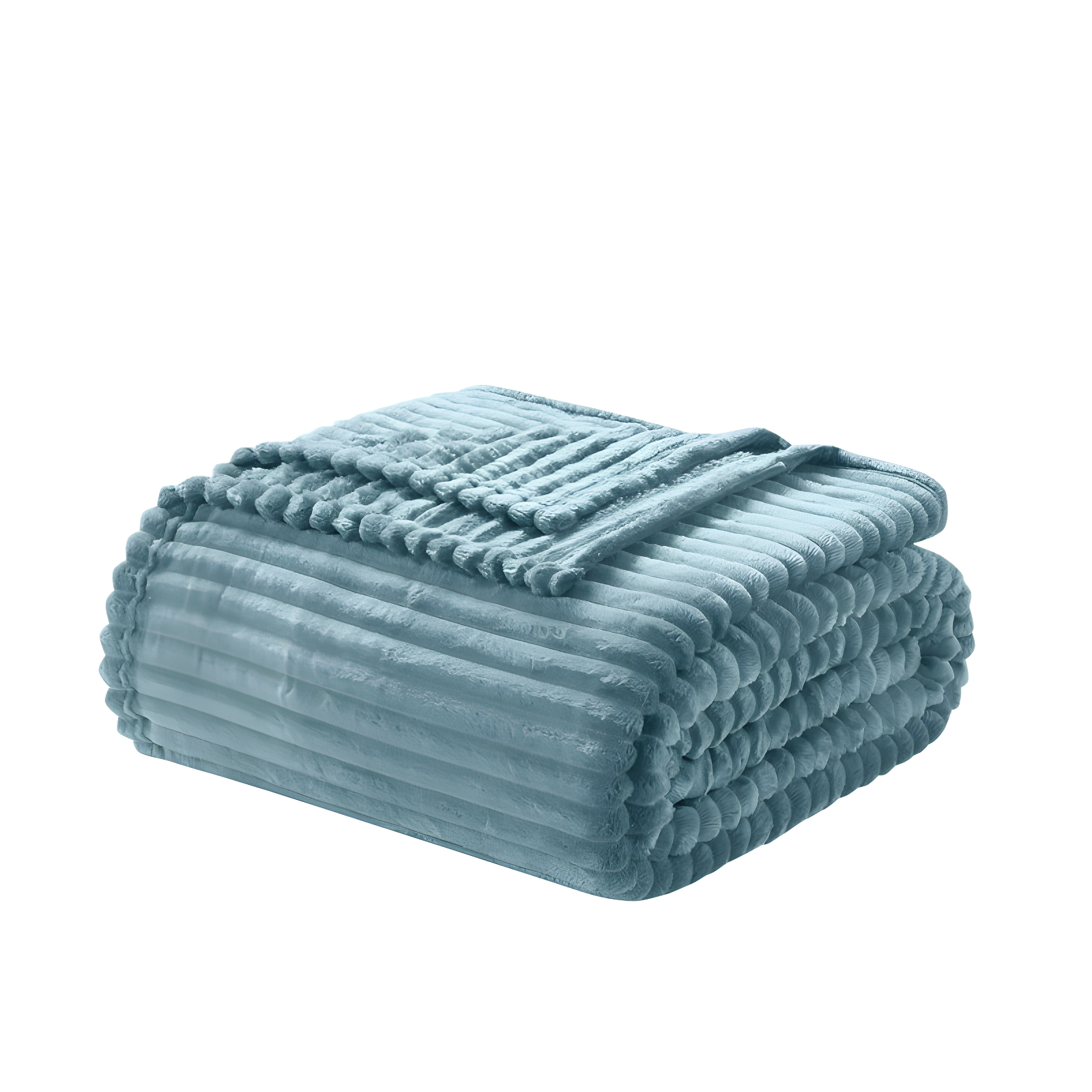 Gray King Size Plush Fleece Blanket with Ribbed Texture