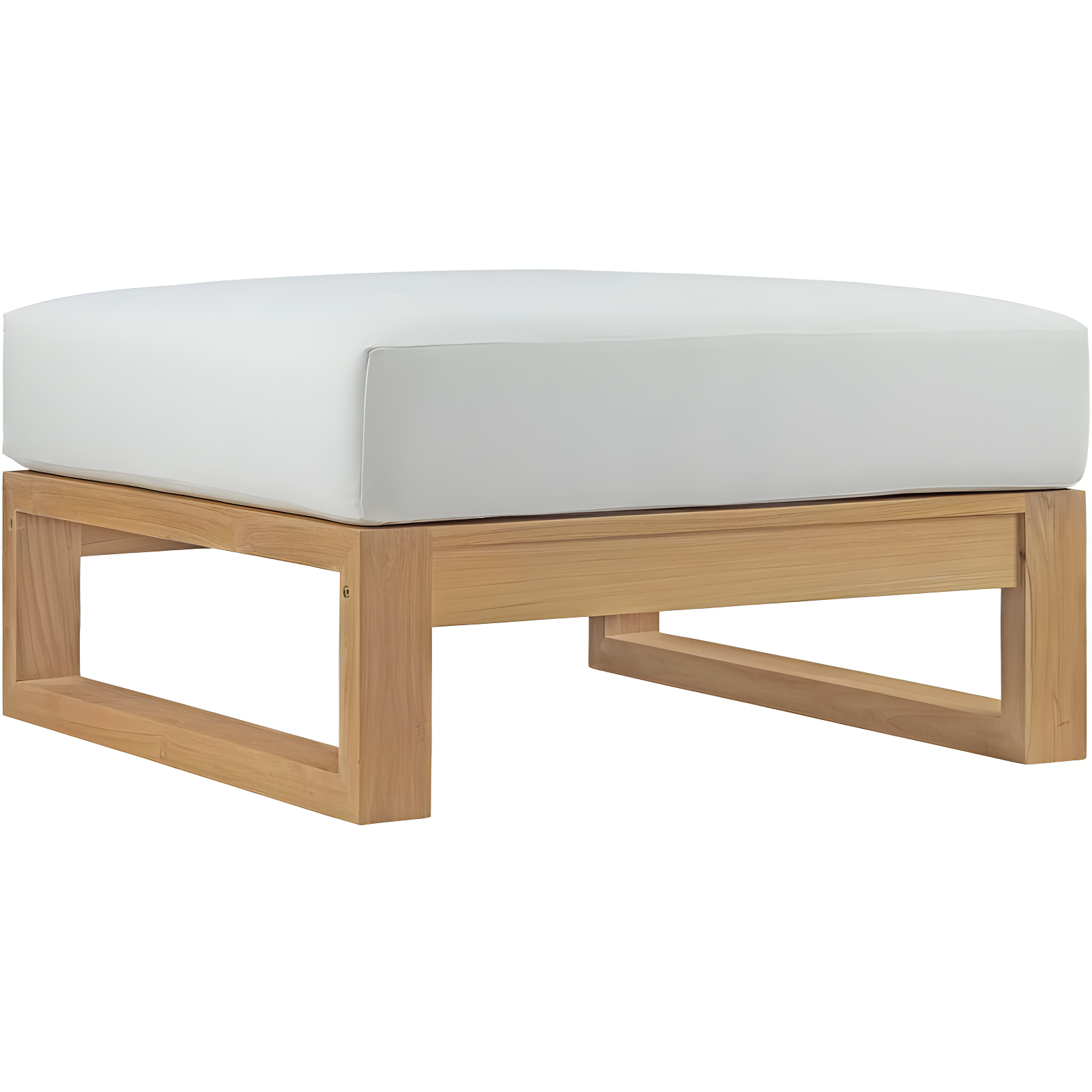 Upland Teak Wood Patio Ottoman in Natural White