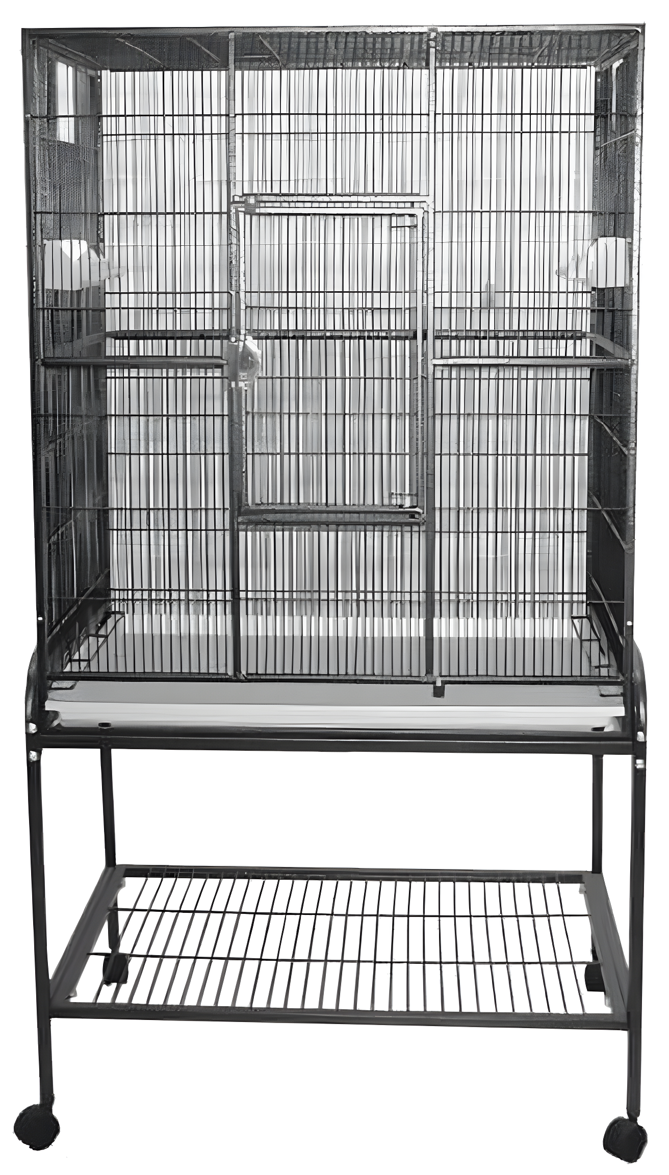 Black Wrought Iron Flight Bird Cage with Stand