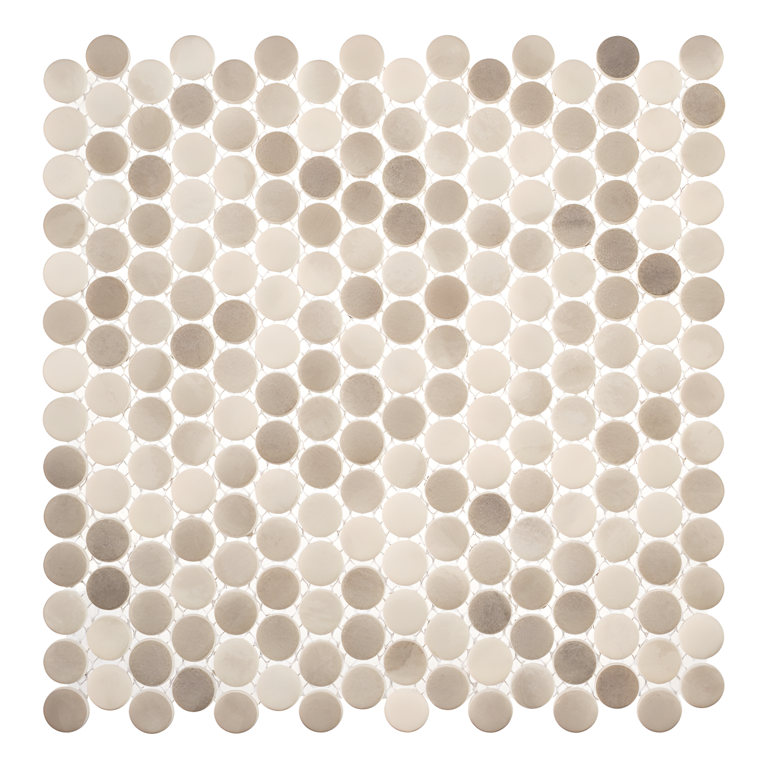 Pixie Beige Penny Round Glass Mosaic Tile Sheet